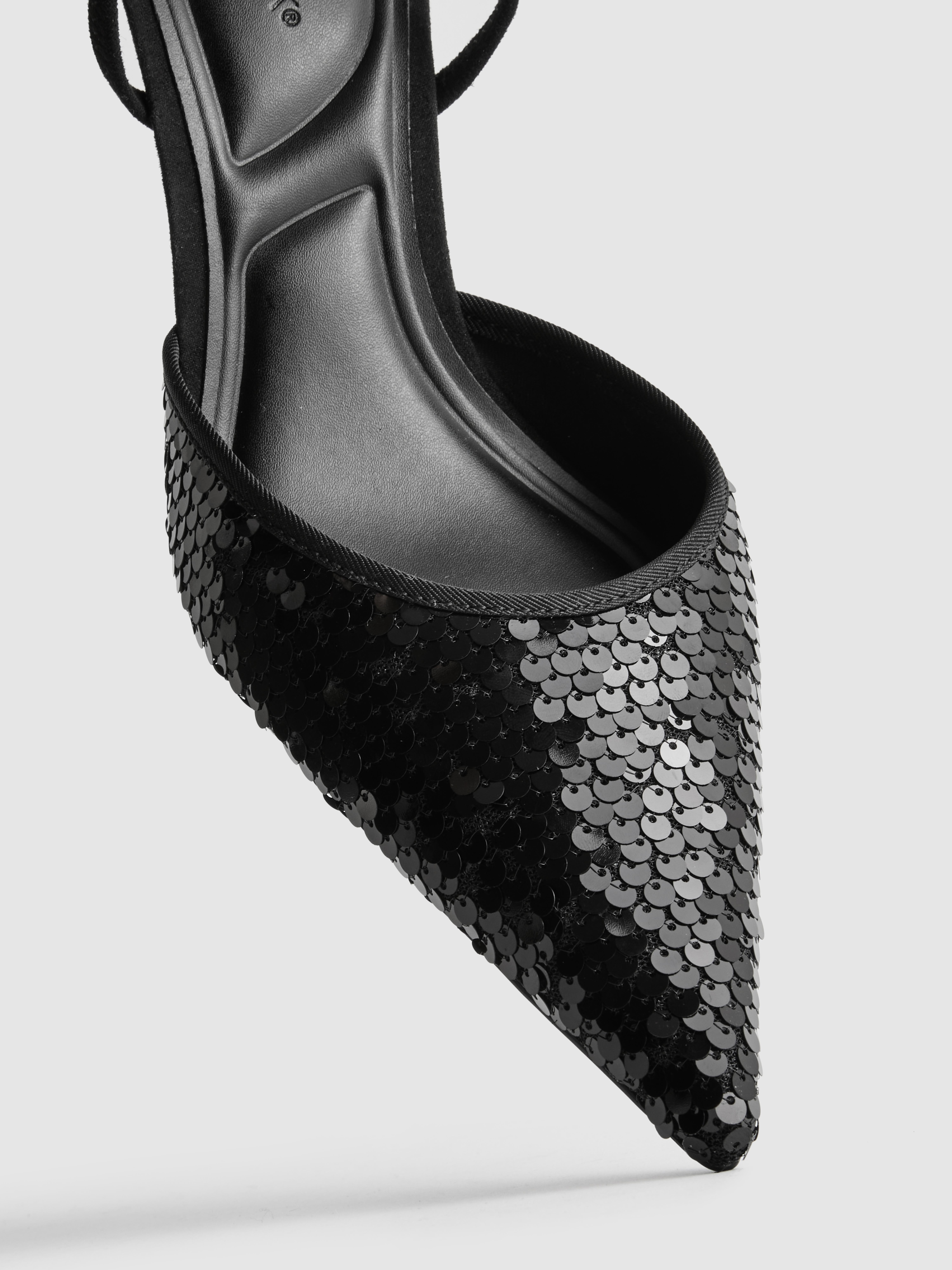 Sequin Slingback Kitten Heels