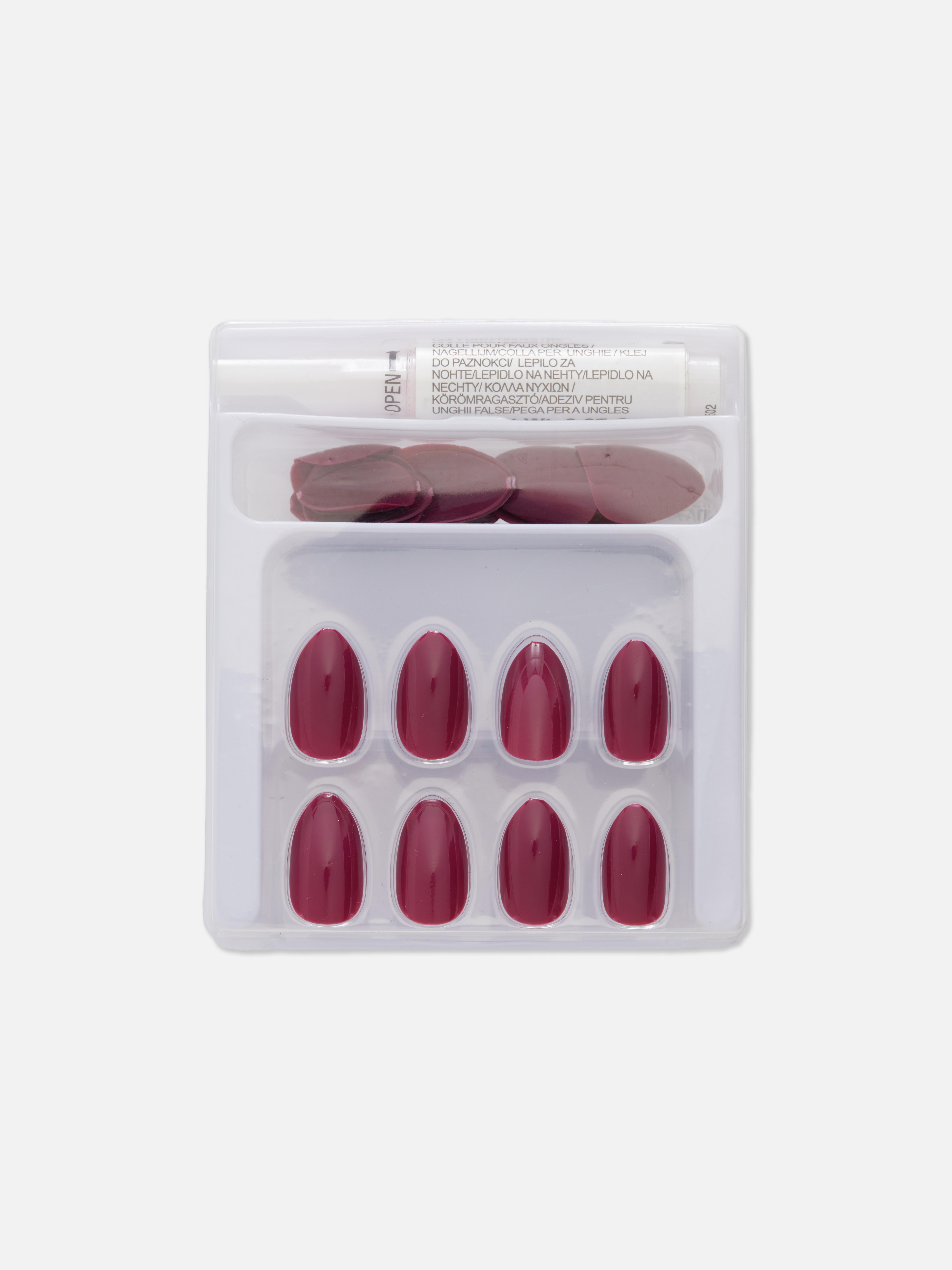 PS... Burgundy Almond Gloss False Nails