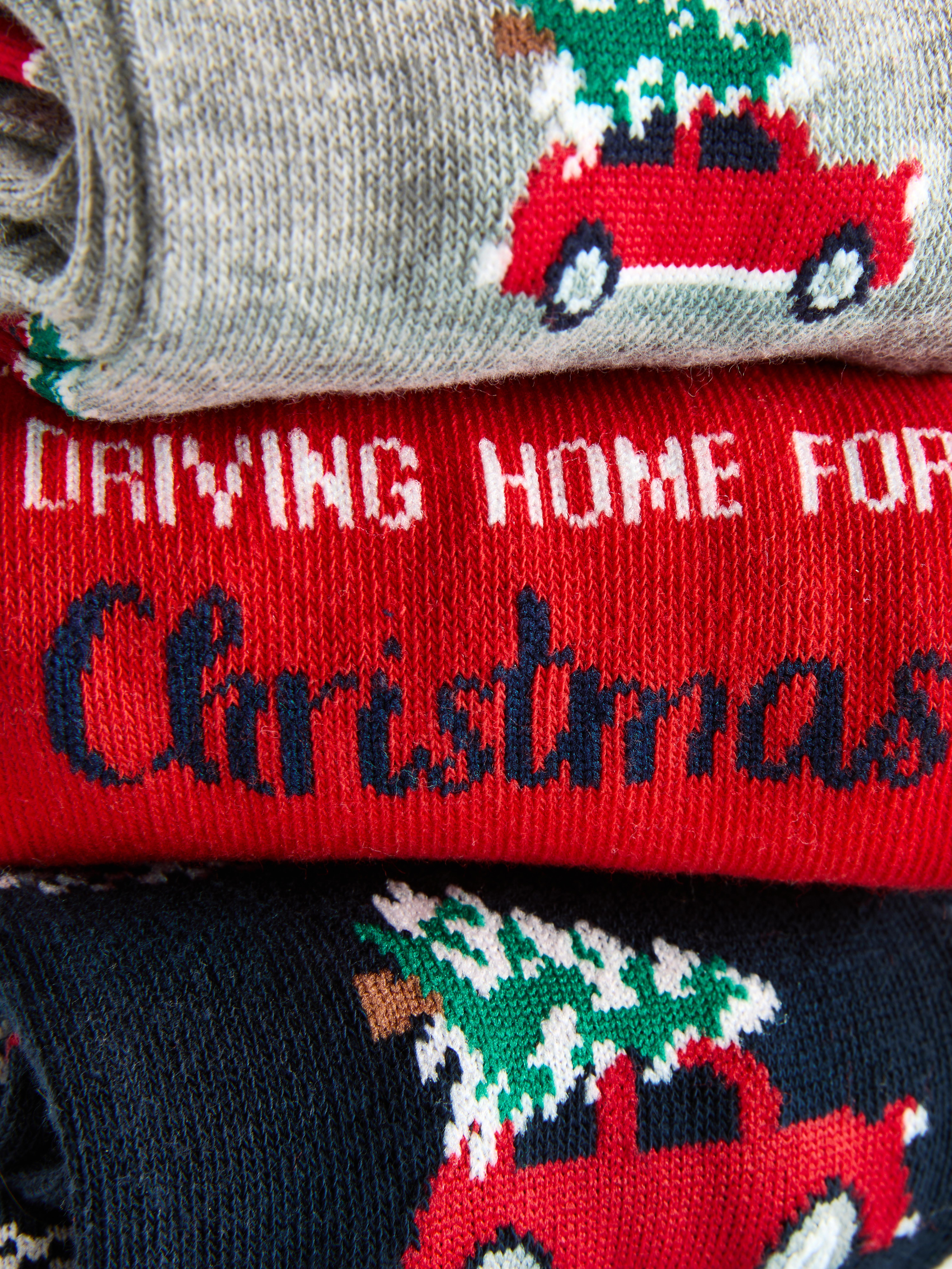 3pk Christmas Car Crew Socks