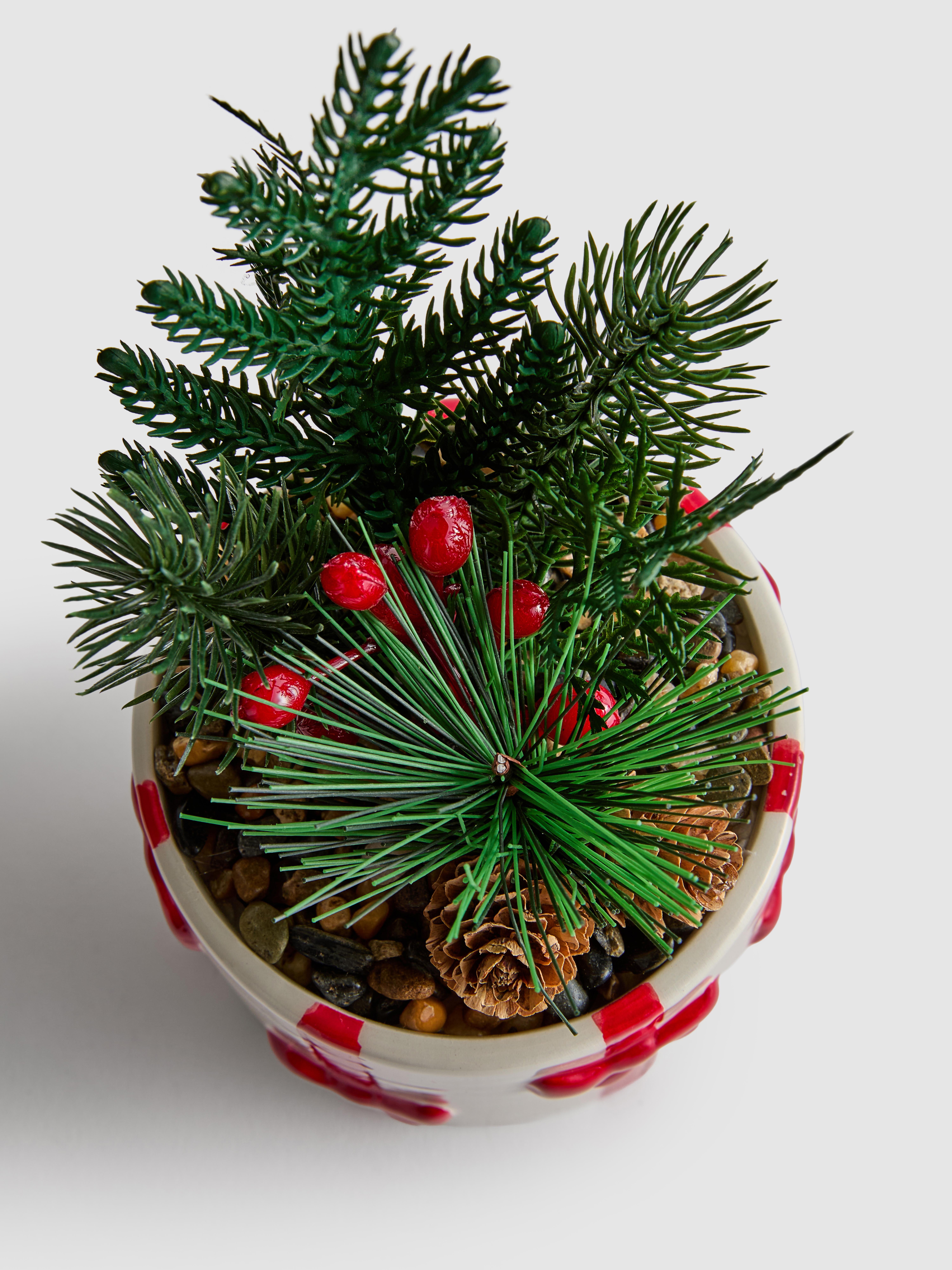 Faux Mini Christmas Tree In Festive Pot