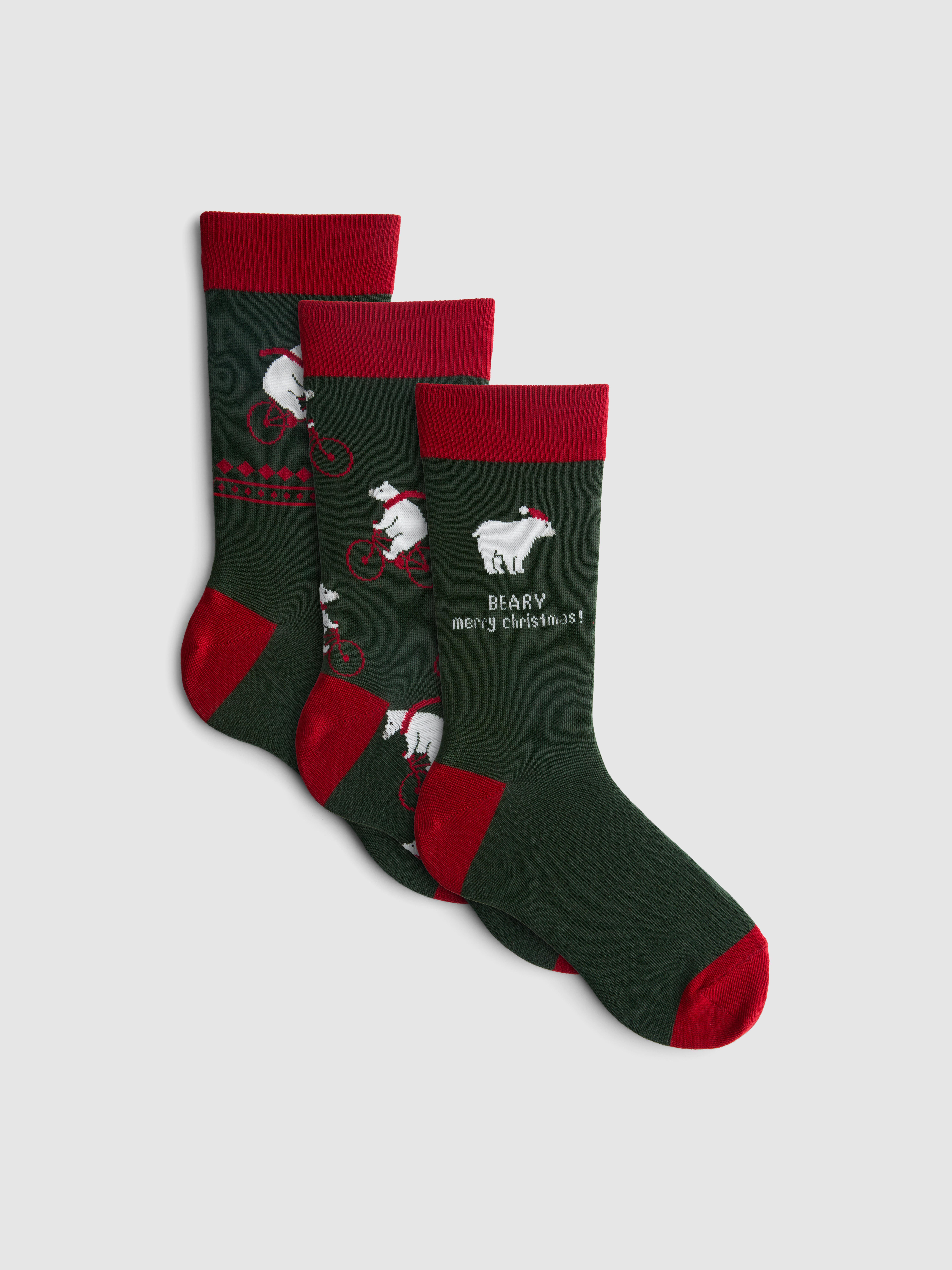 3pk Polar Bear Crew Socks