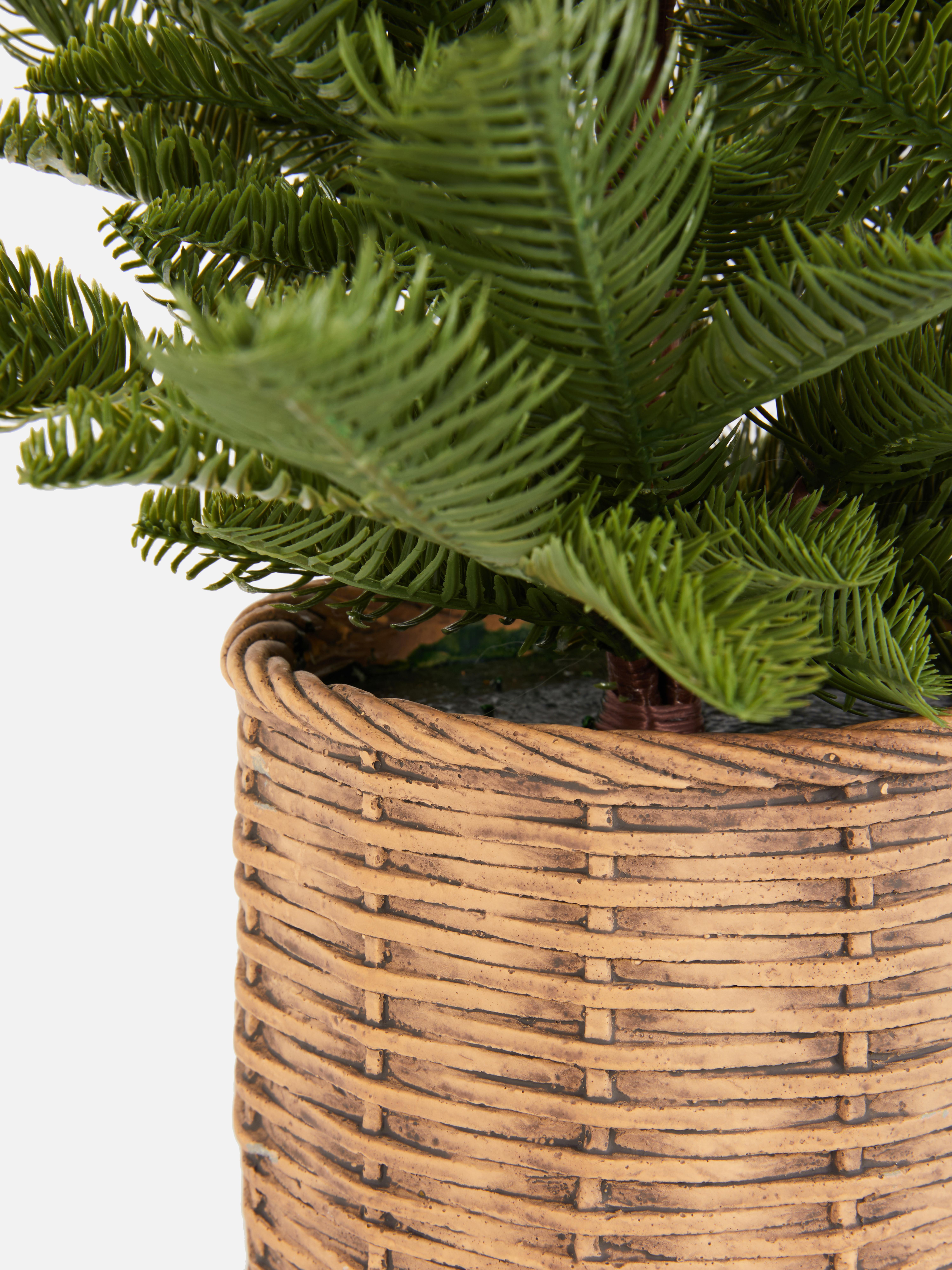 Faux Christmas Tree In Woven Pot