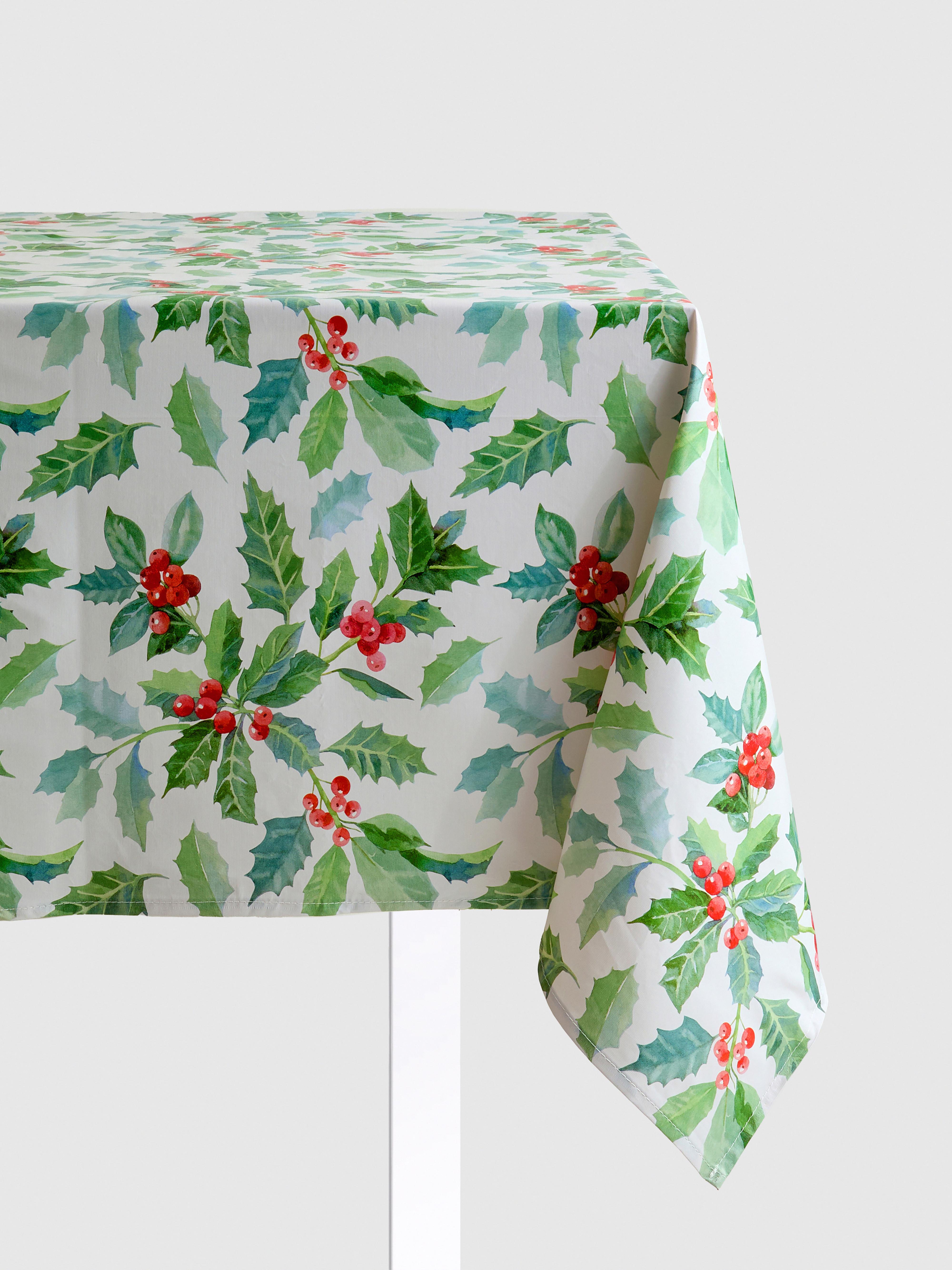 Weihnachtliche Tischdecke mit Stechpalmen-Design