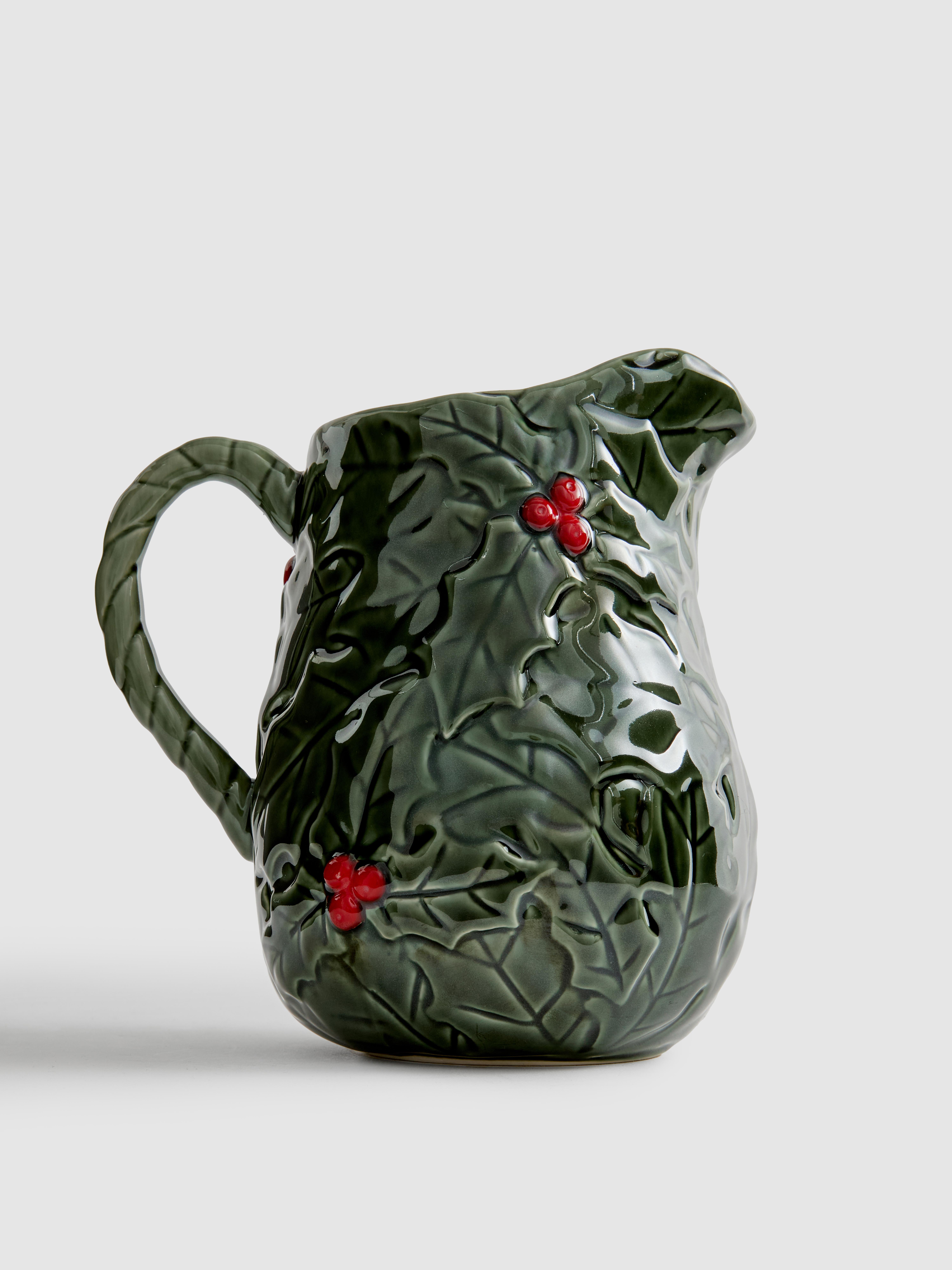 Ceramic Christmas Holly Jug