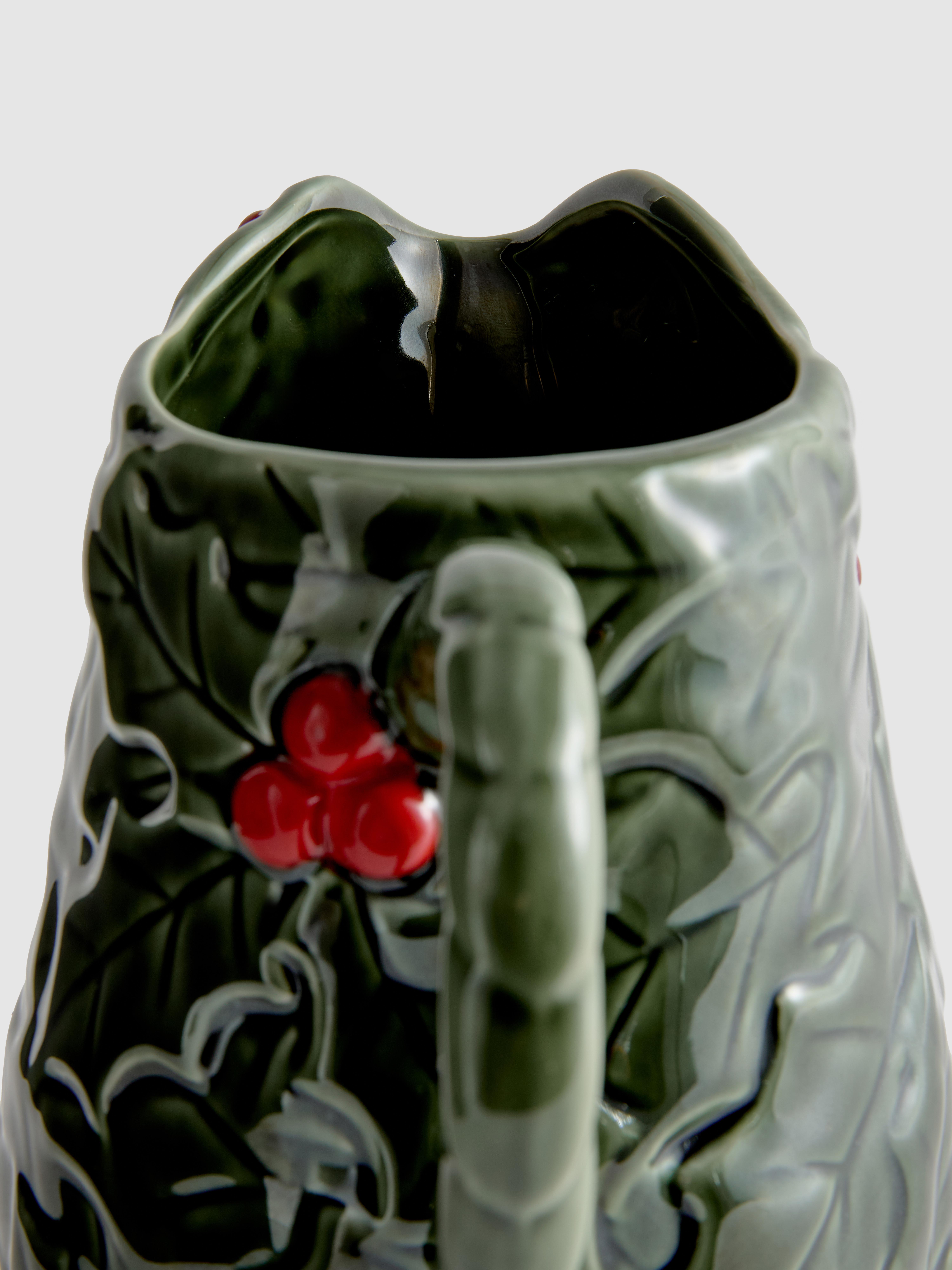 Ceramic Christmas Holly Jug