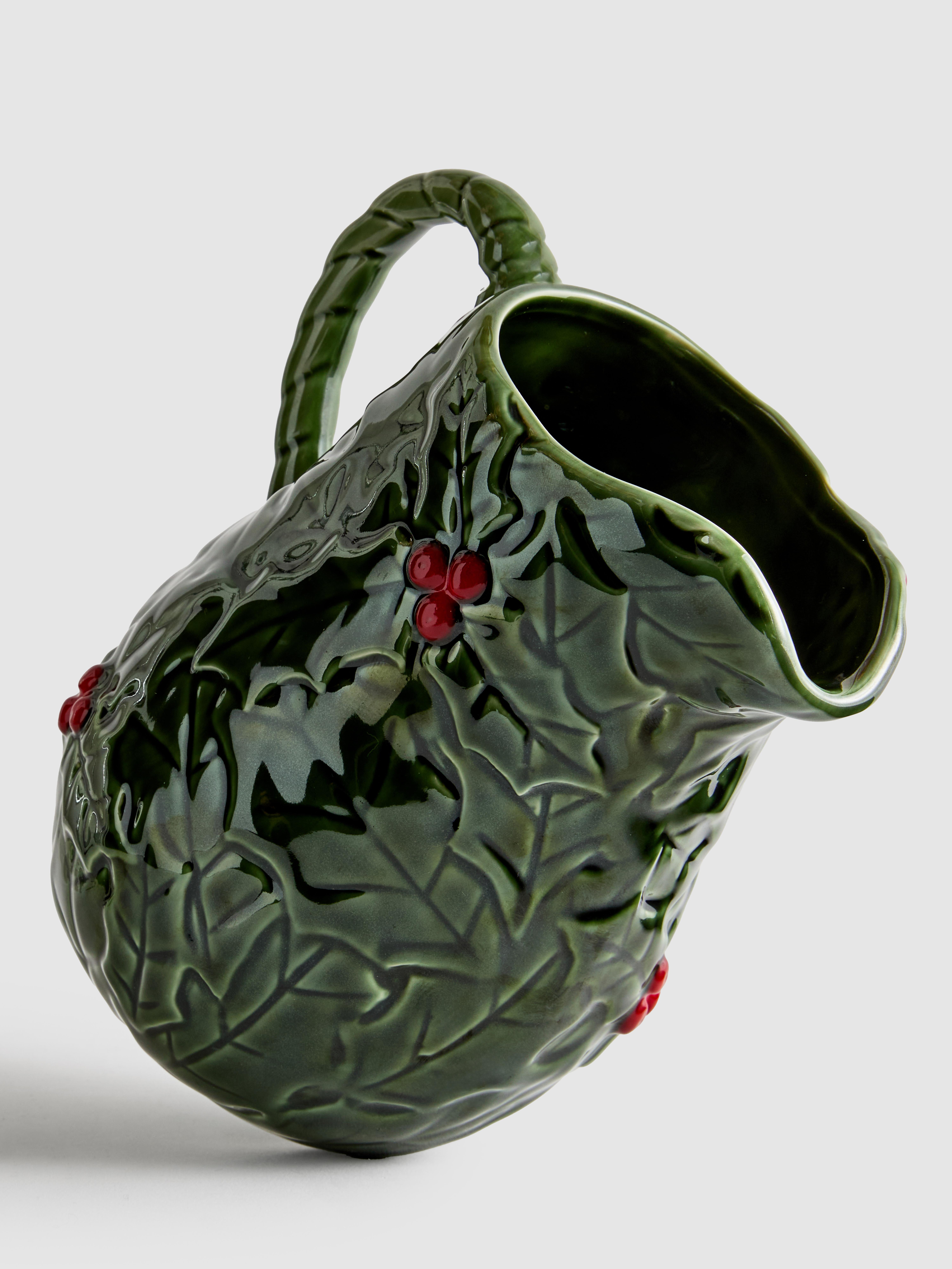 Ceramic Christmas Holly Jug
