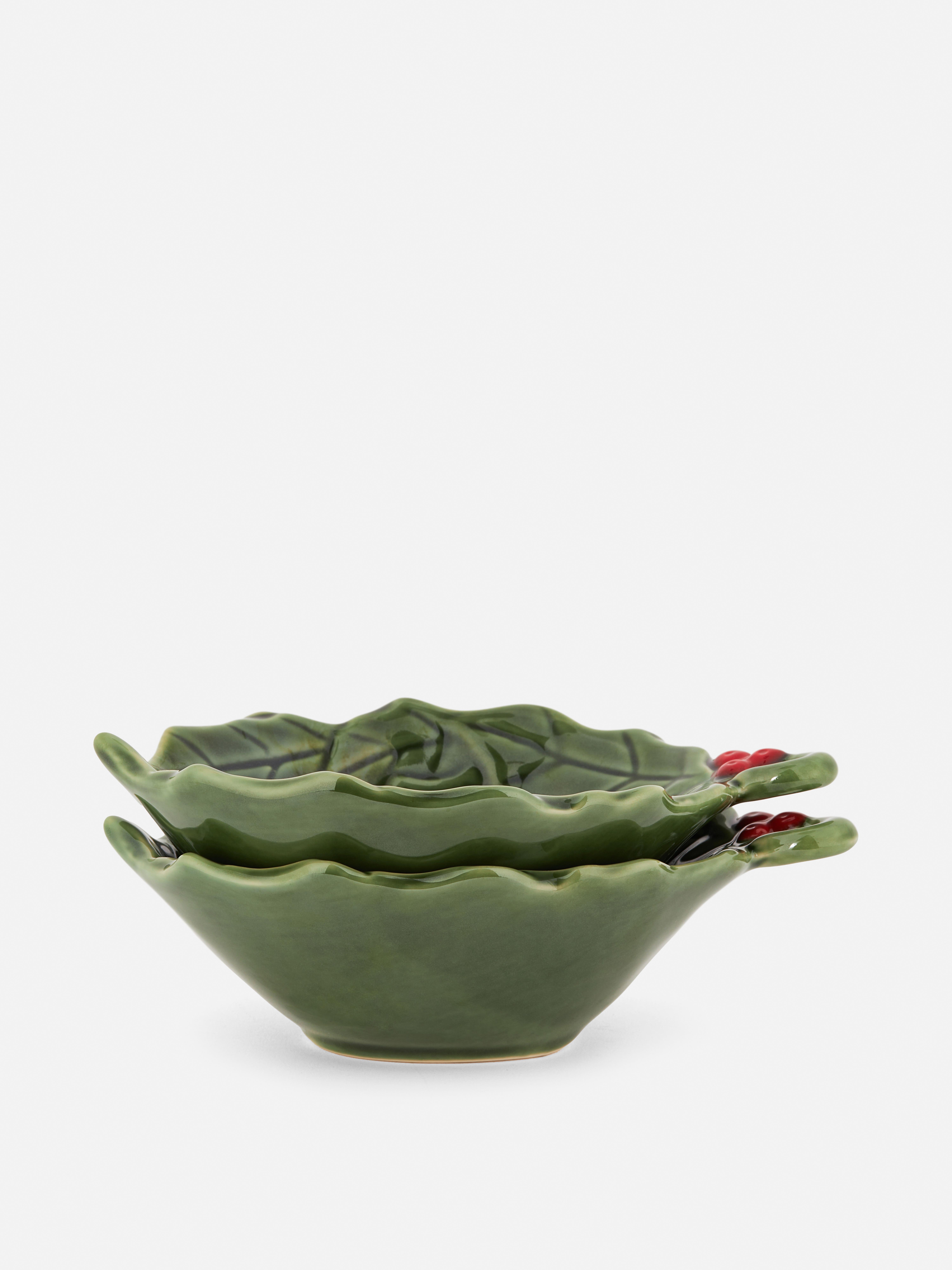 2pk Christmas Holly Pinch Bowls