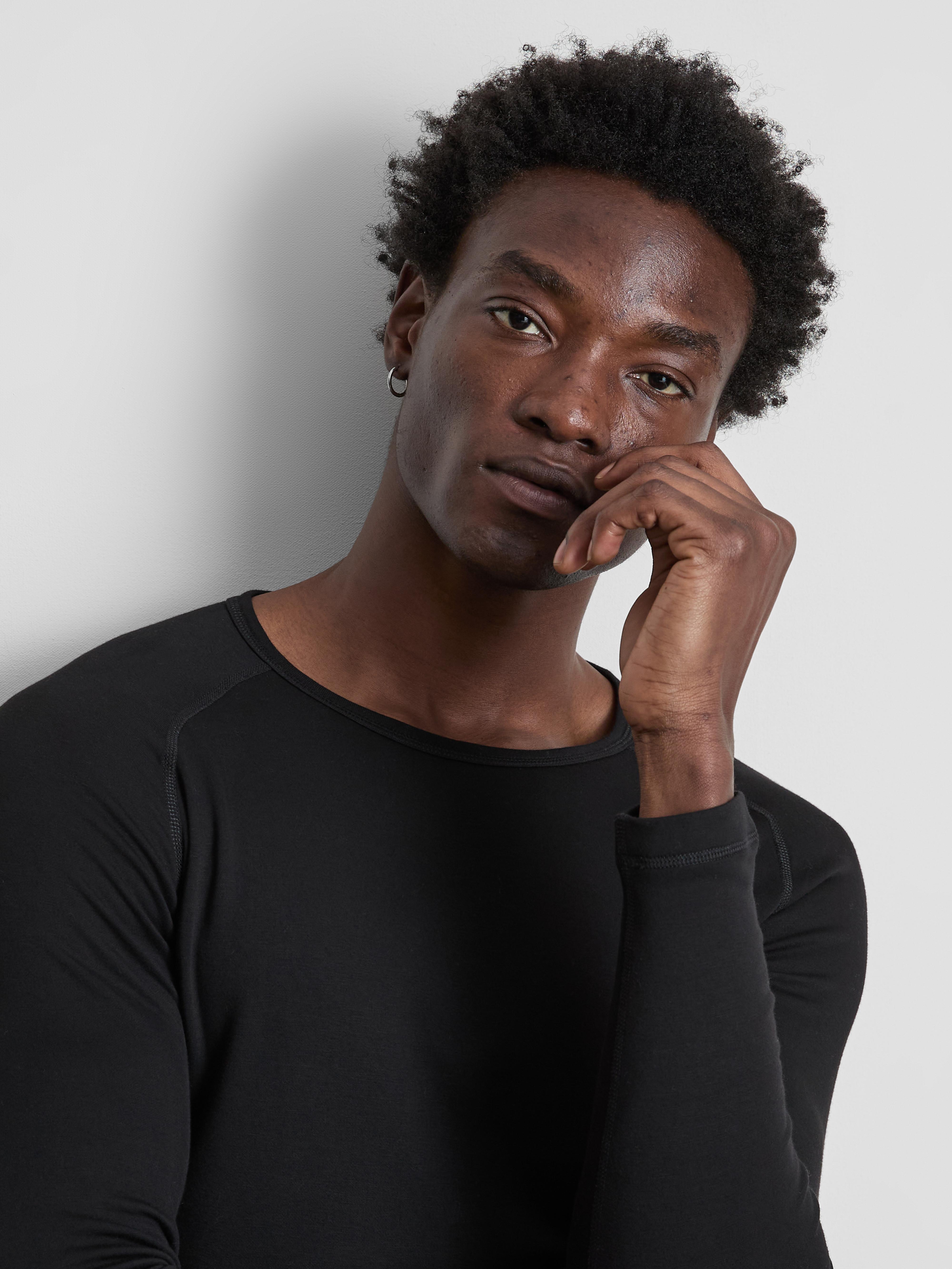 Men's Black Thermal Long Sleeve Top