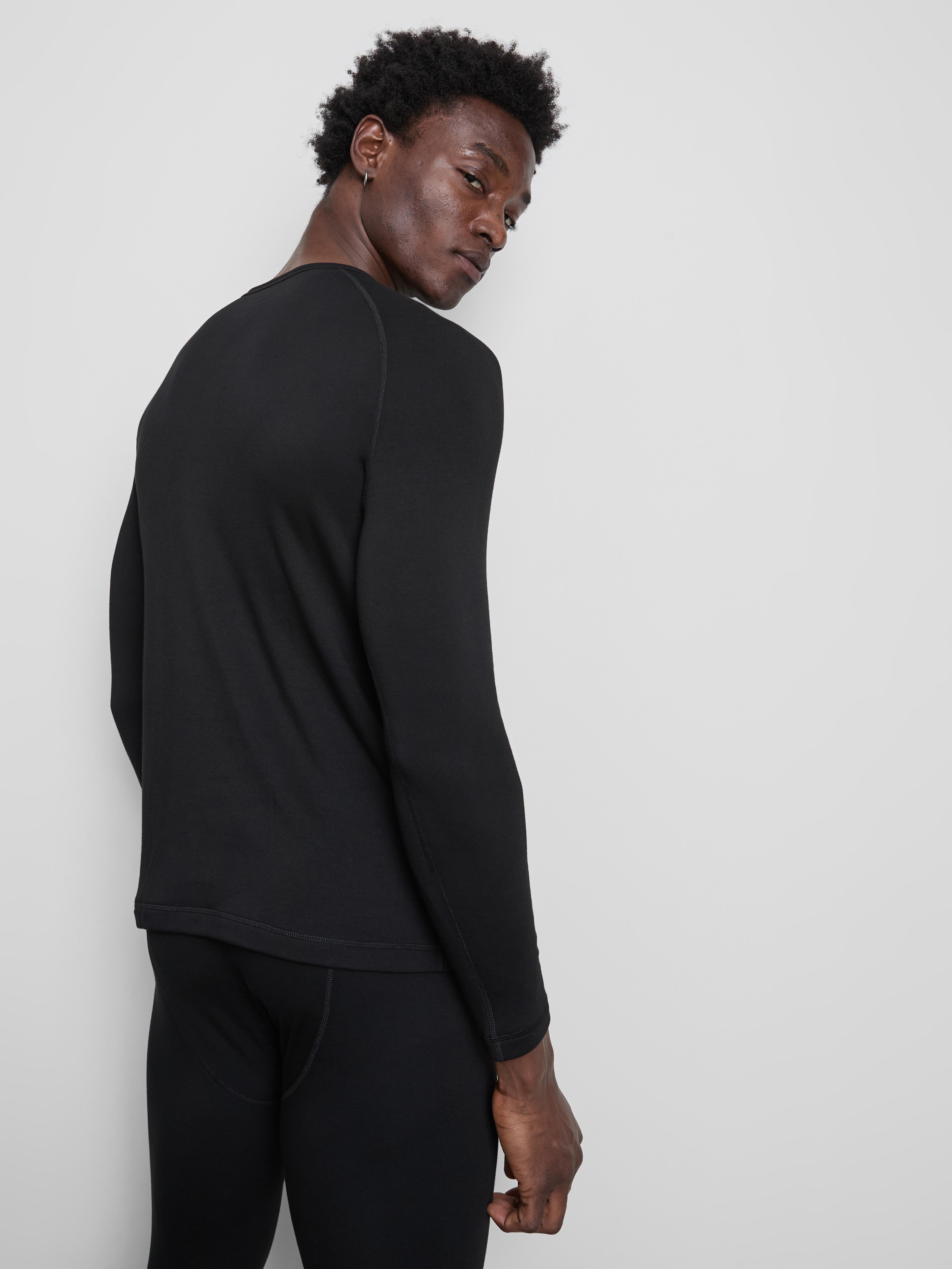 Men's Black Thermal Long Sleeve Top
