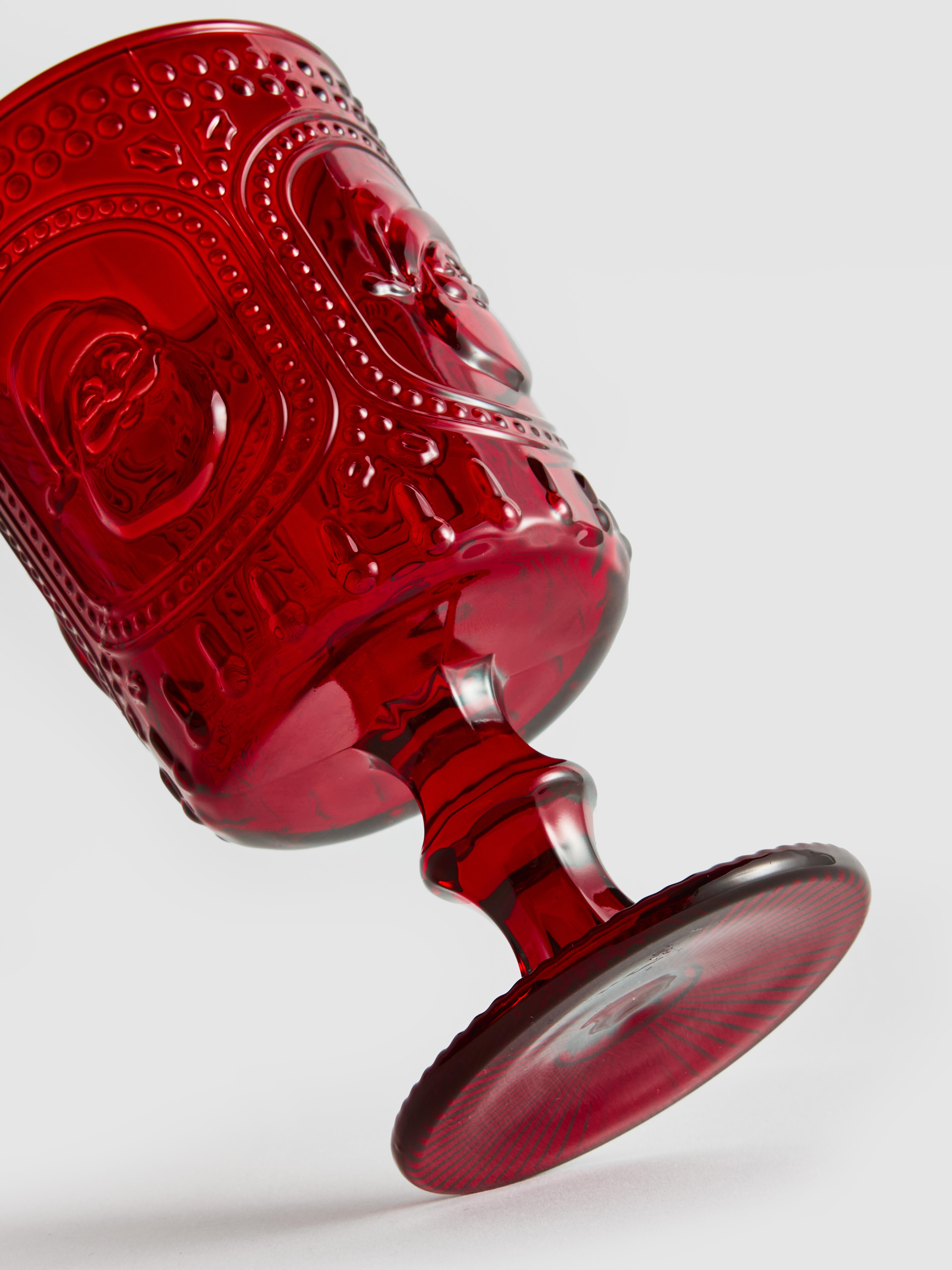 Embossed Santa Wine Glass