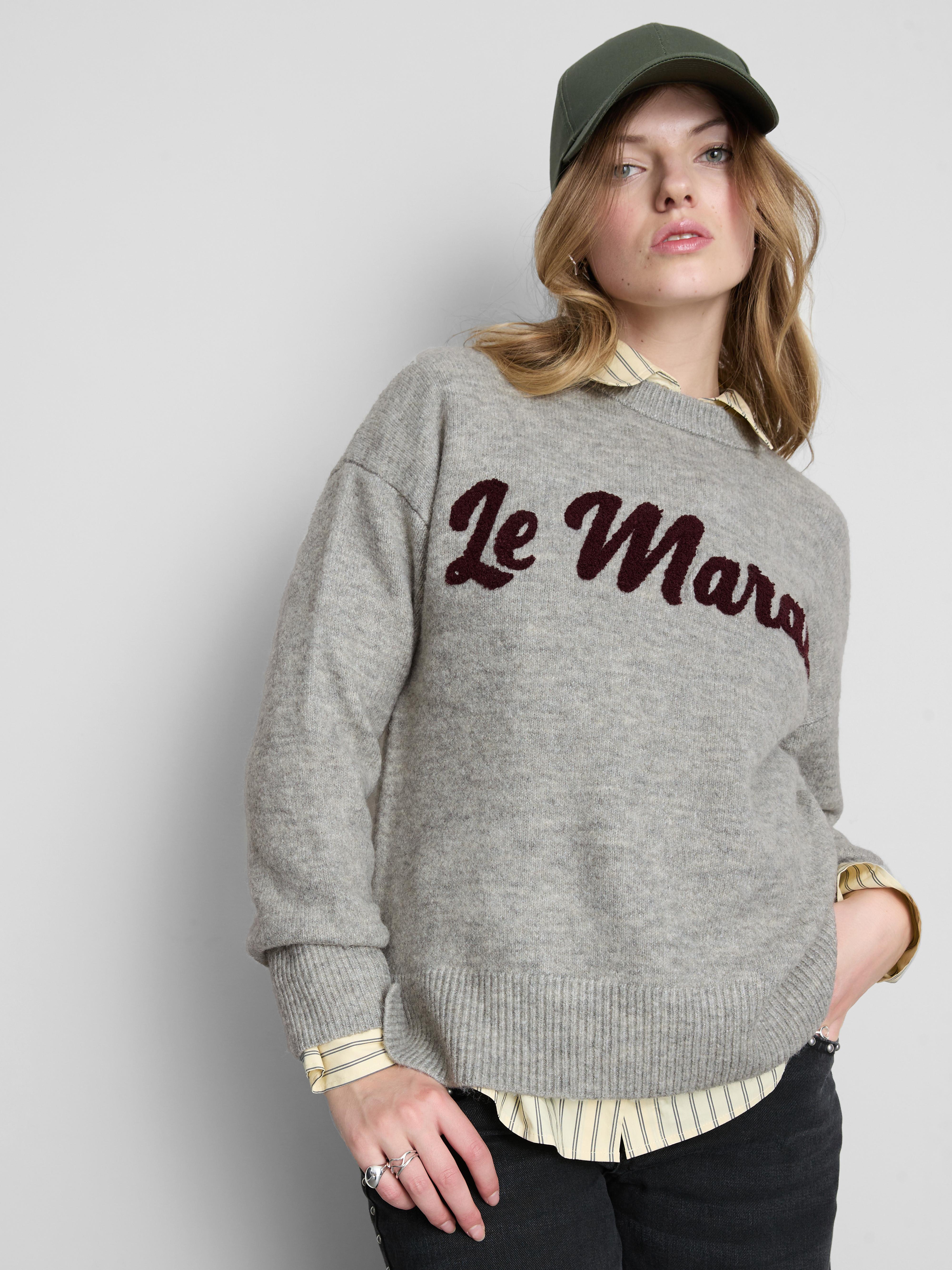 Jersey de punto con mensaje Gris