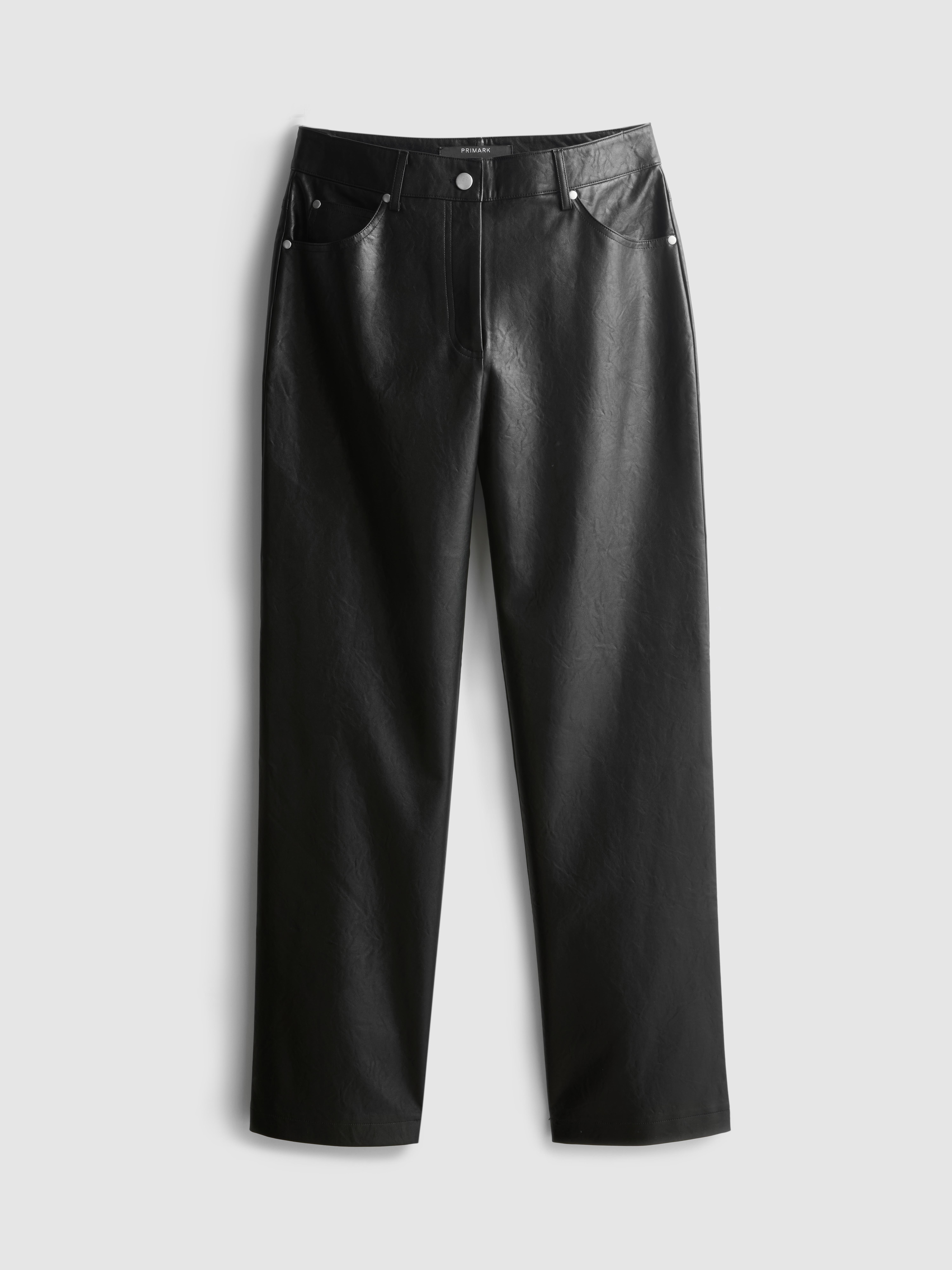Pantalones de PU con efecto desgastado