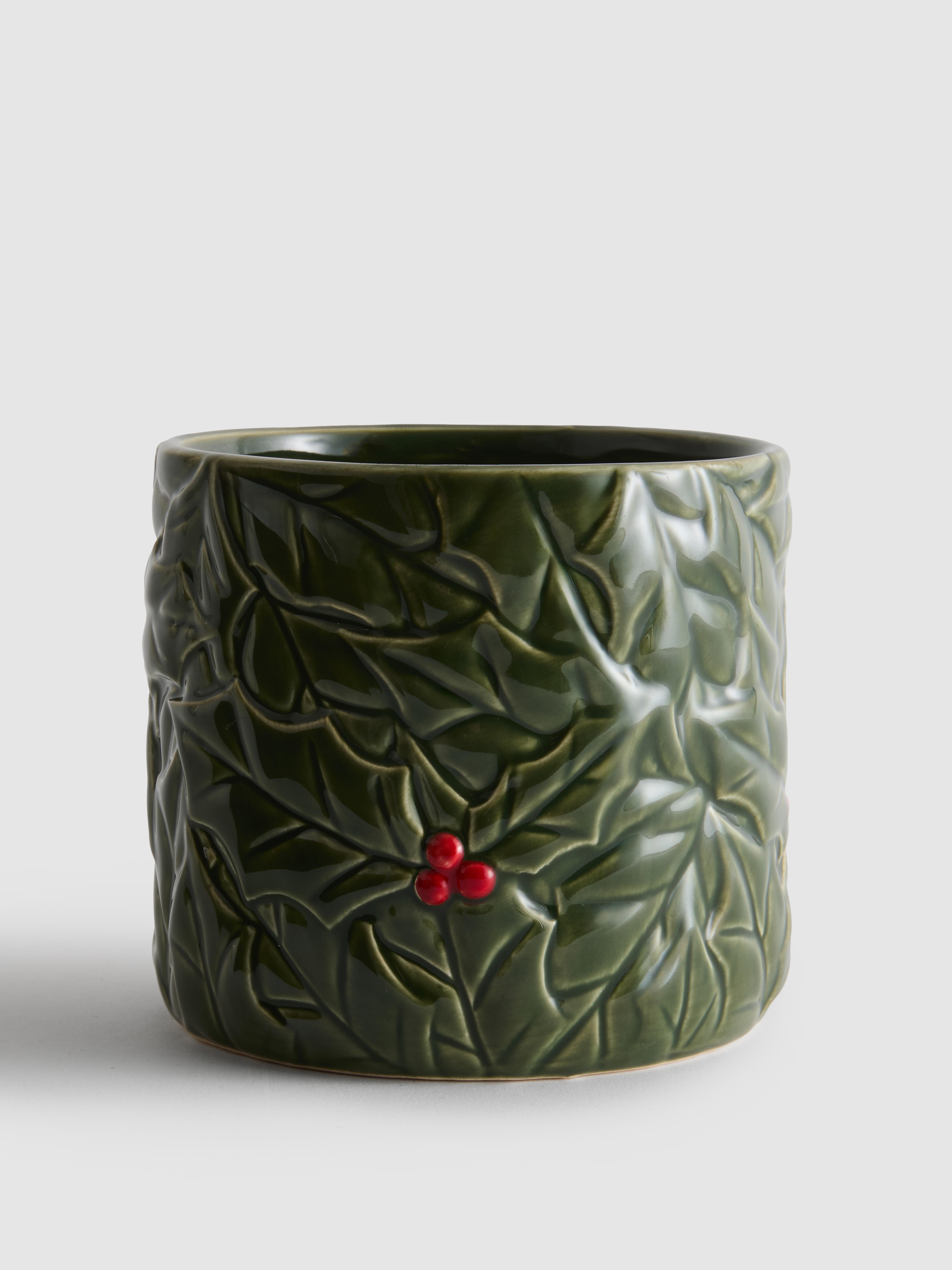 Christmas Holly Plant Pot