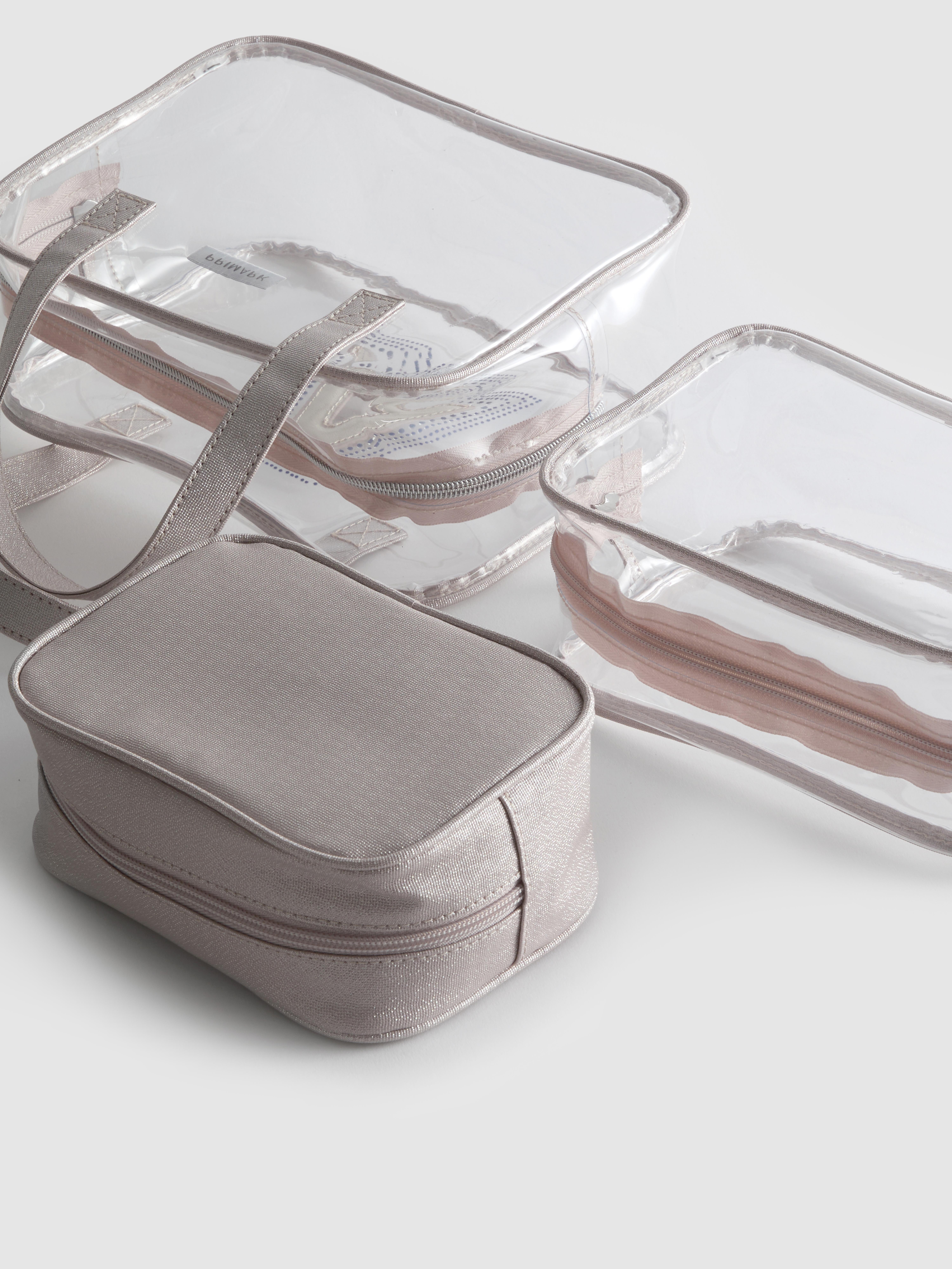 3-Piece Transparent Initial Wash Bag Set