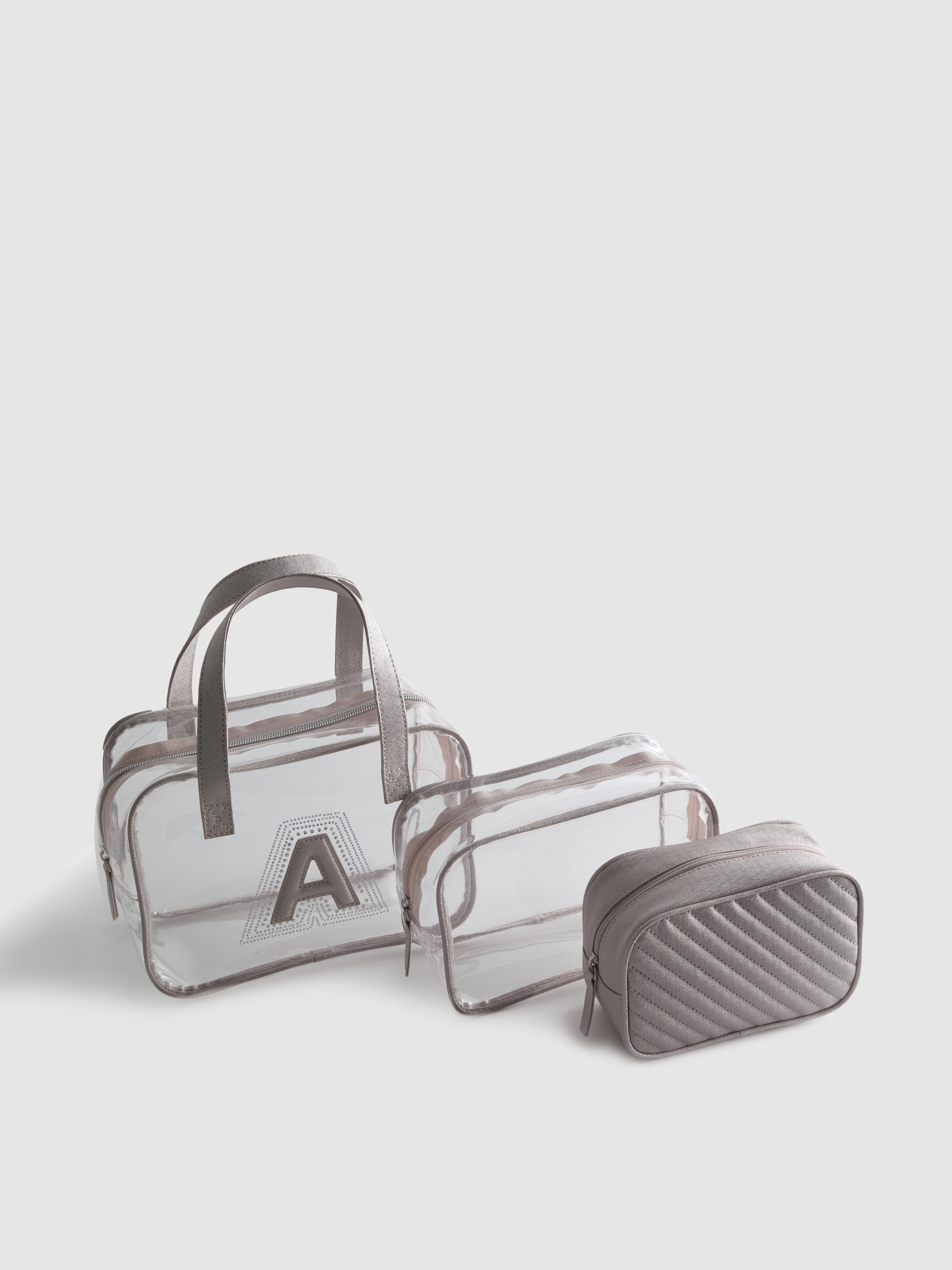 3-Piece Transparent Initial Wash Bag Set