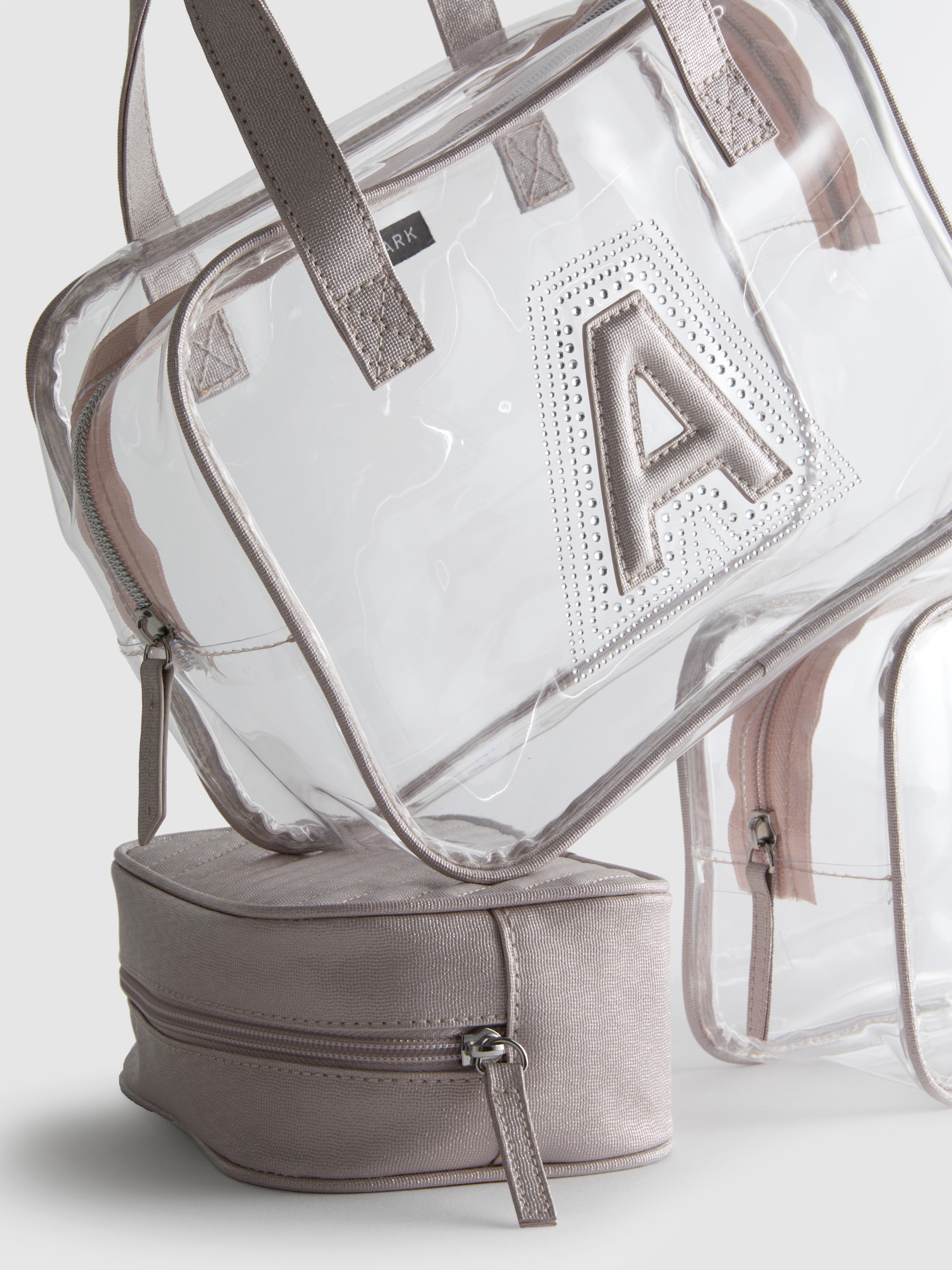 3-Piece Transparent Initial Wash Bag Set