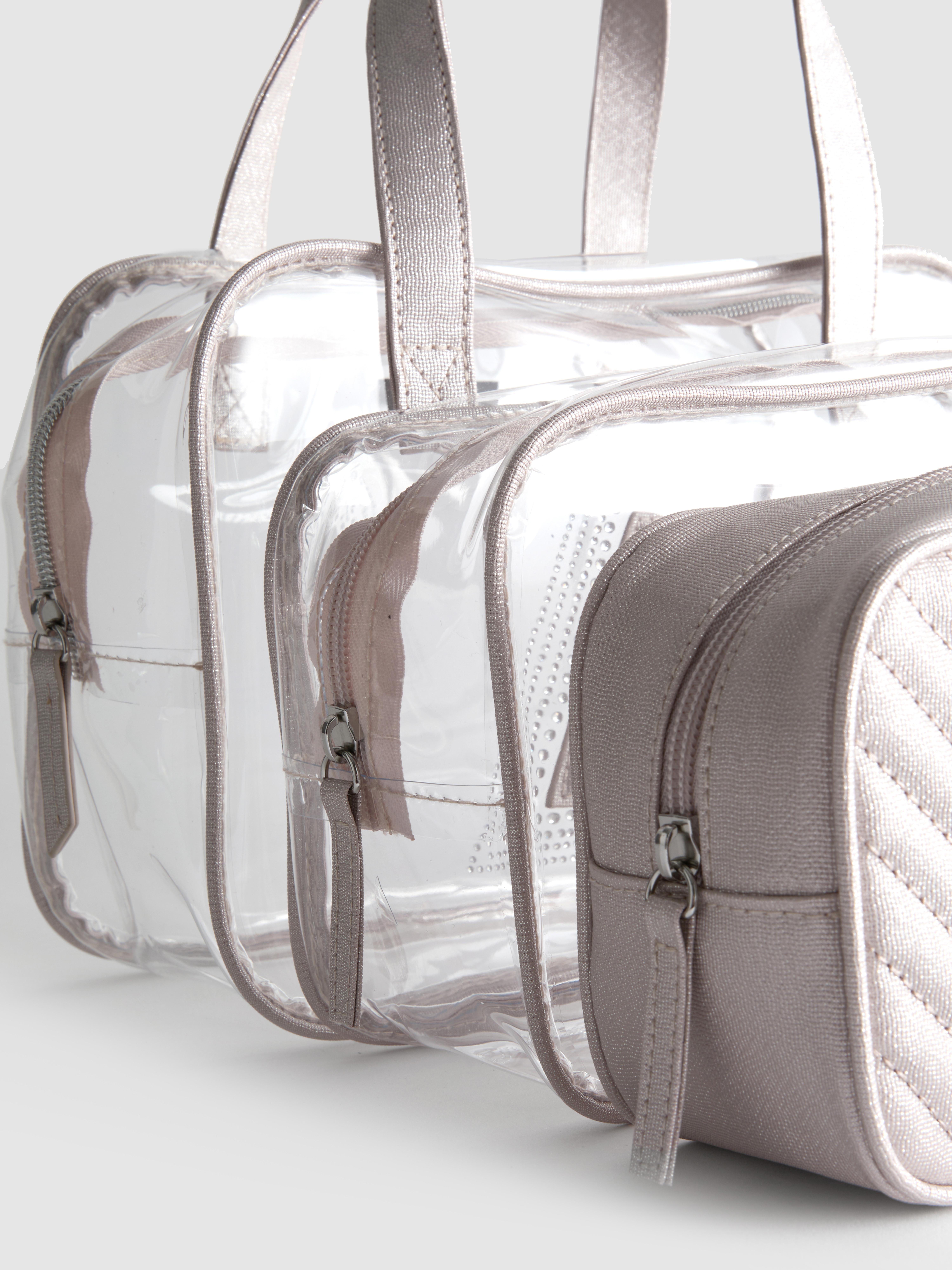 3-Piece Transparent Initial Wash Bag Set