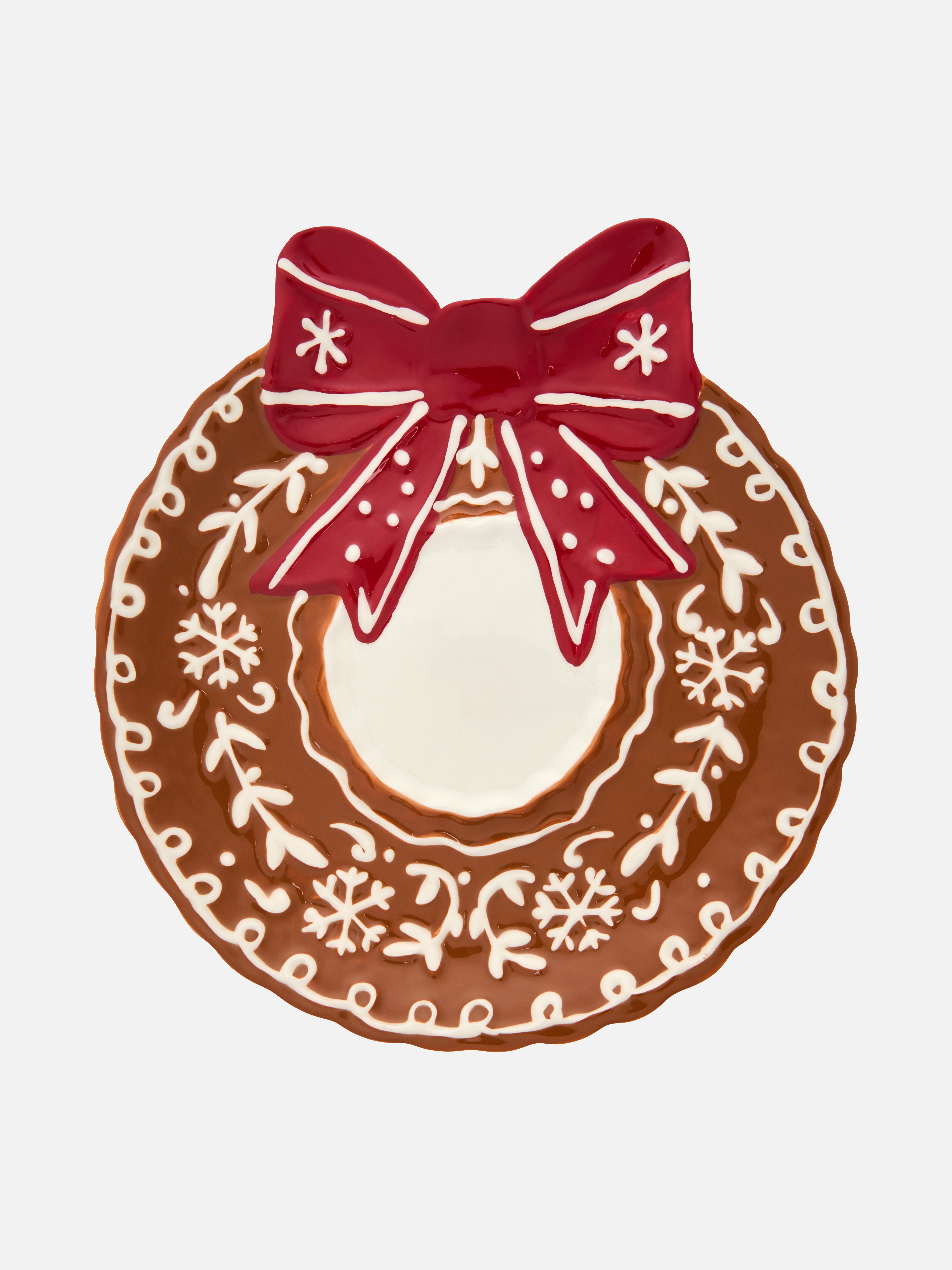 Ceramic Christmas Bow Pllate
