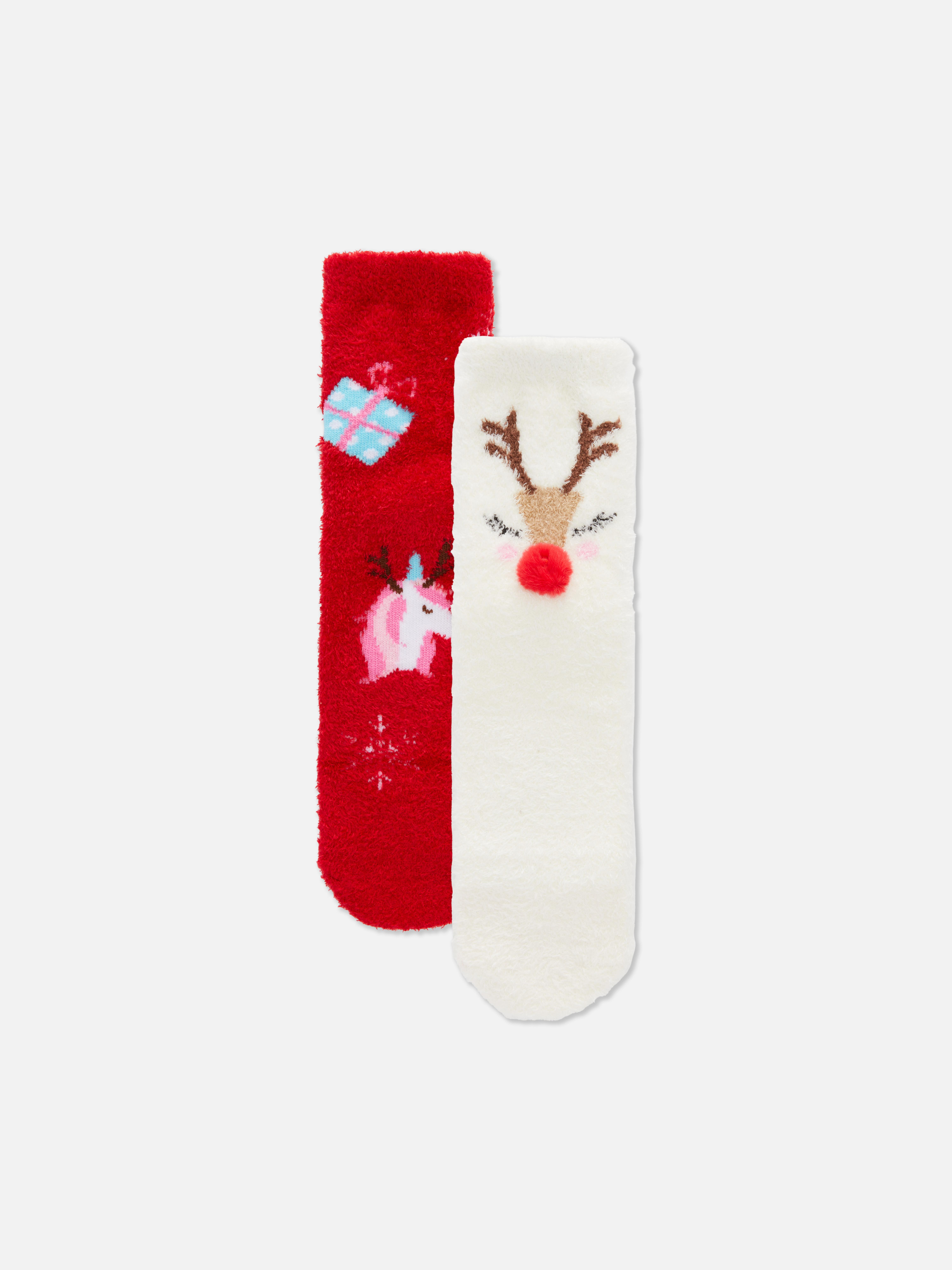 Lot de 2 paires de chaussettes chaudes de Noël