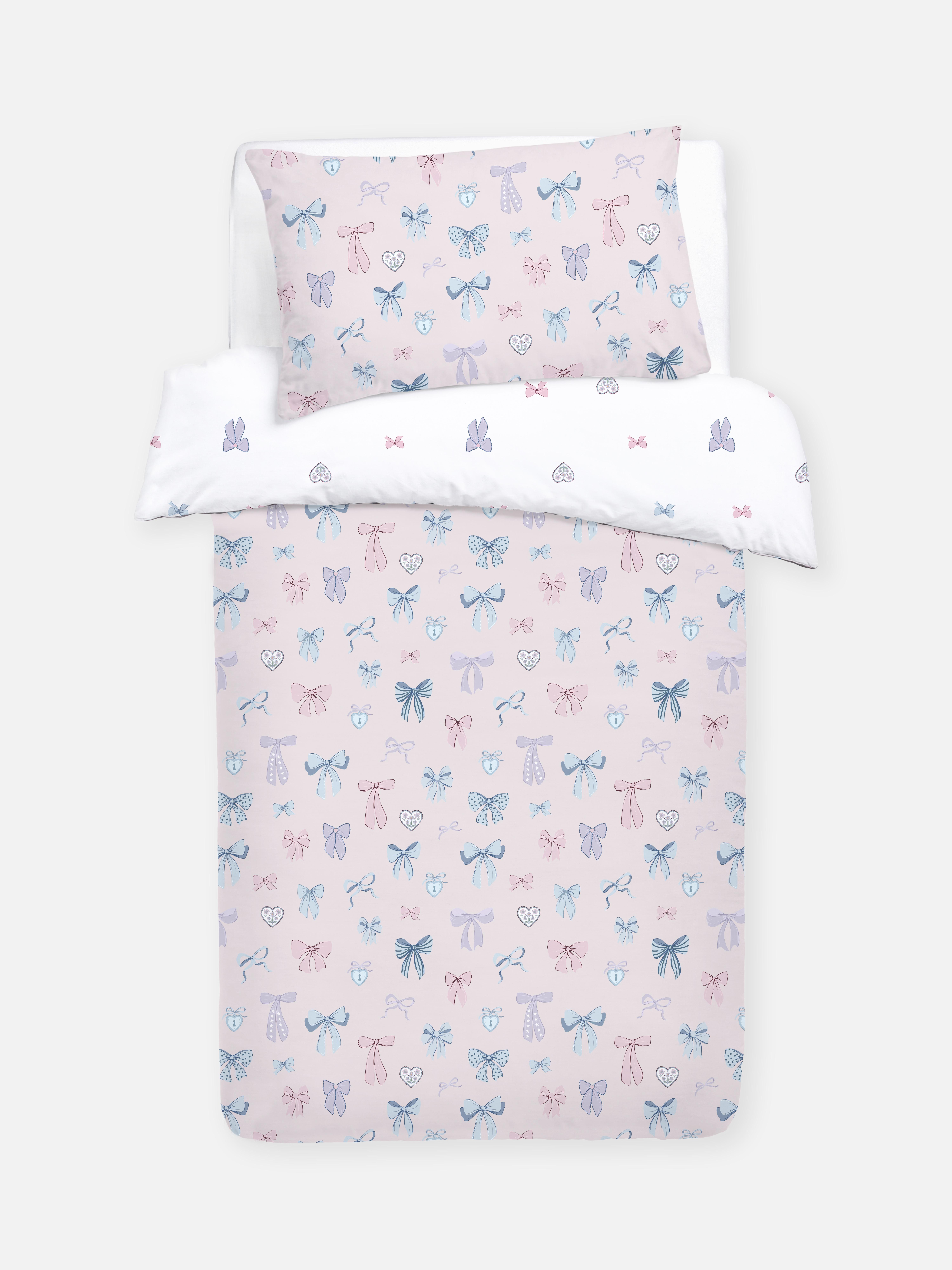 Bow And Heart Single Duvet Cover Set