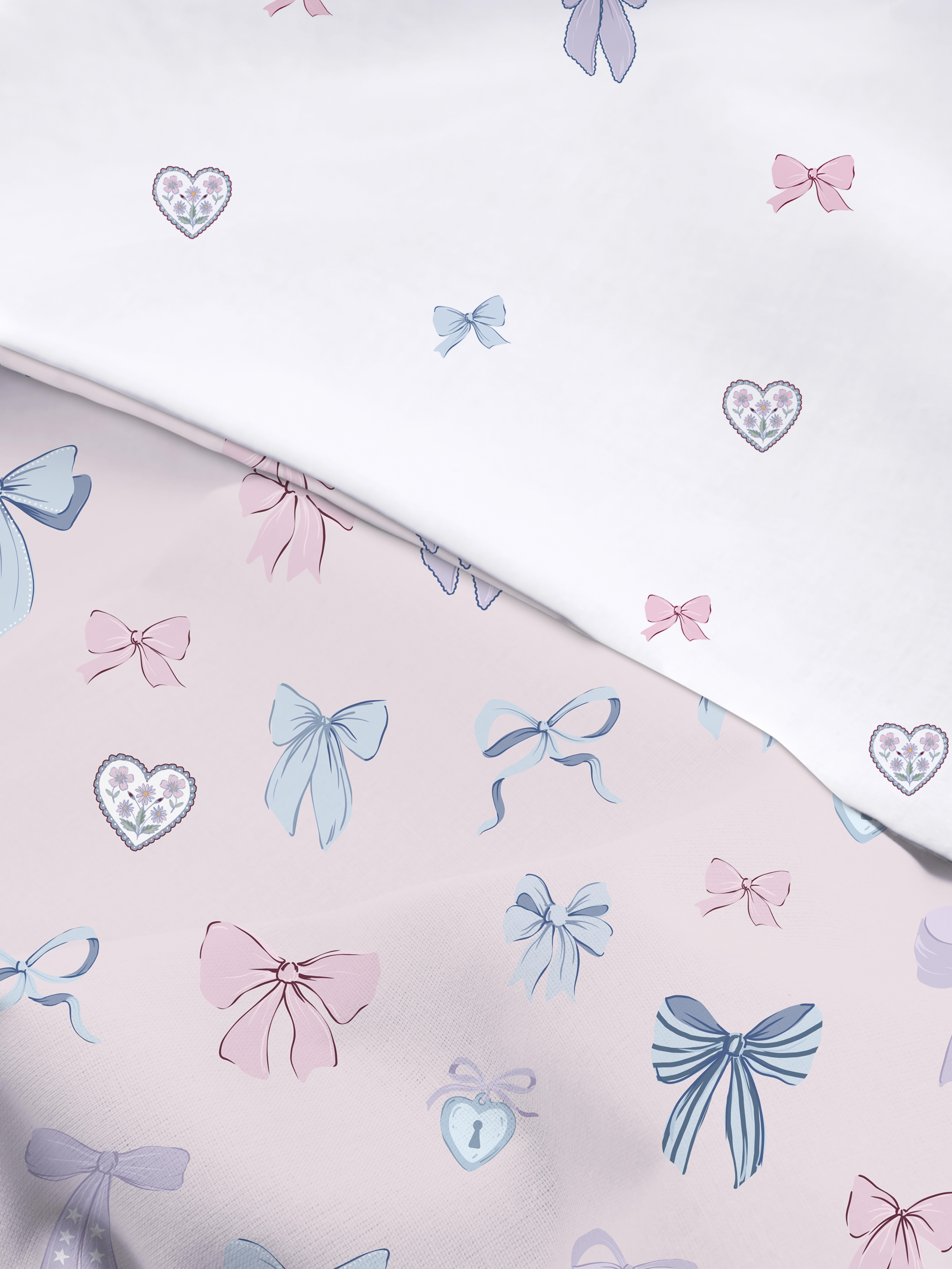 Bow And Heart Single Duvet Cover Set