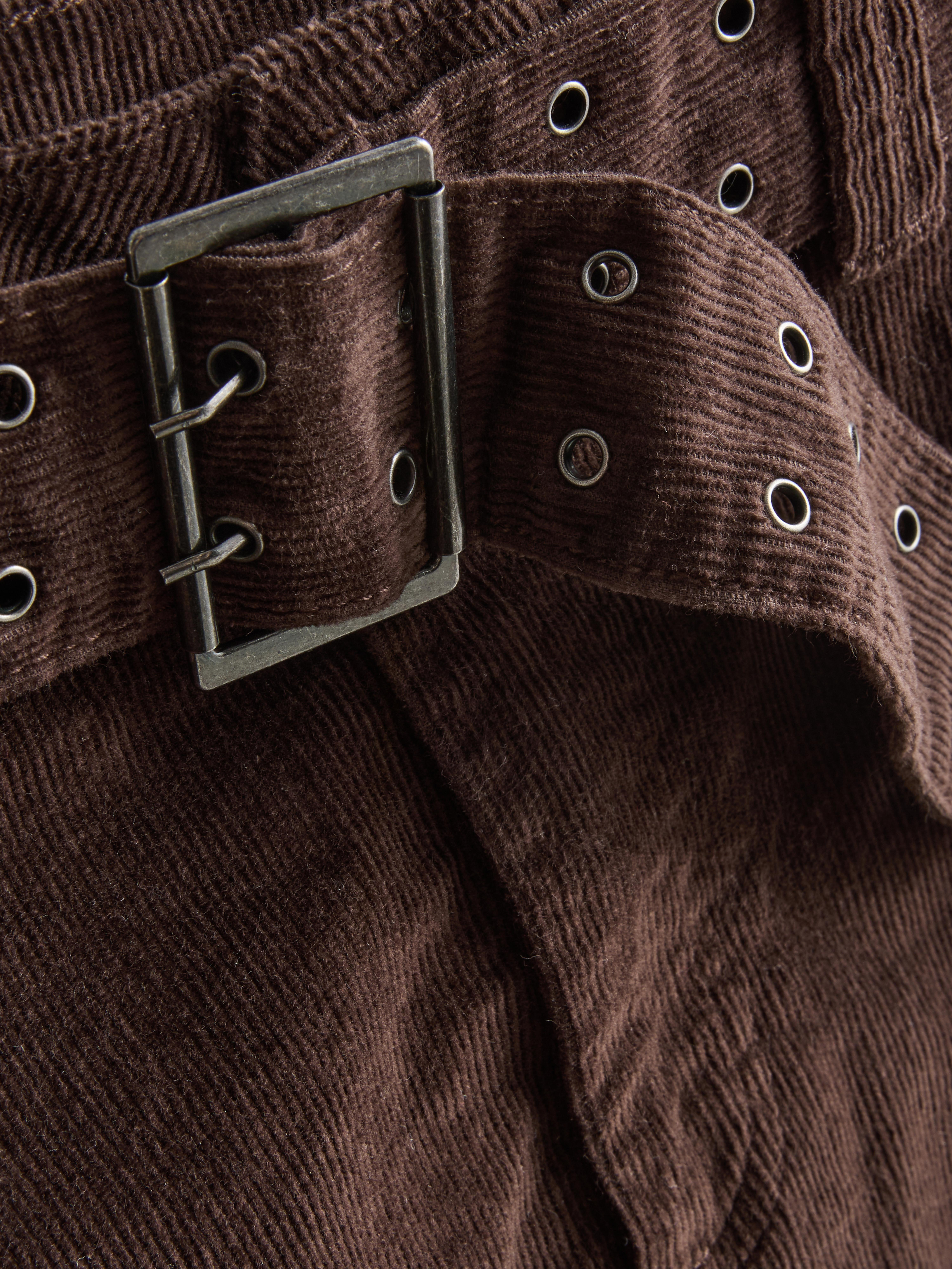 Corduroy Buckle Mini Skirt