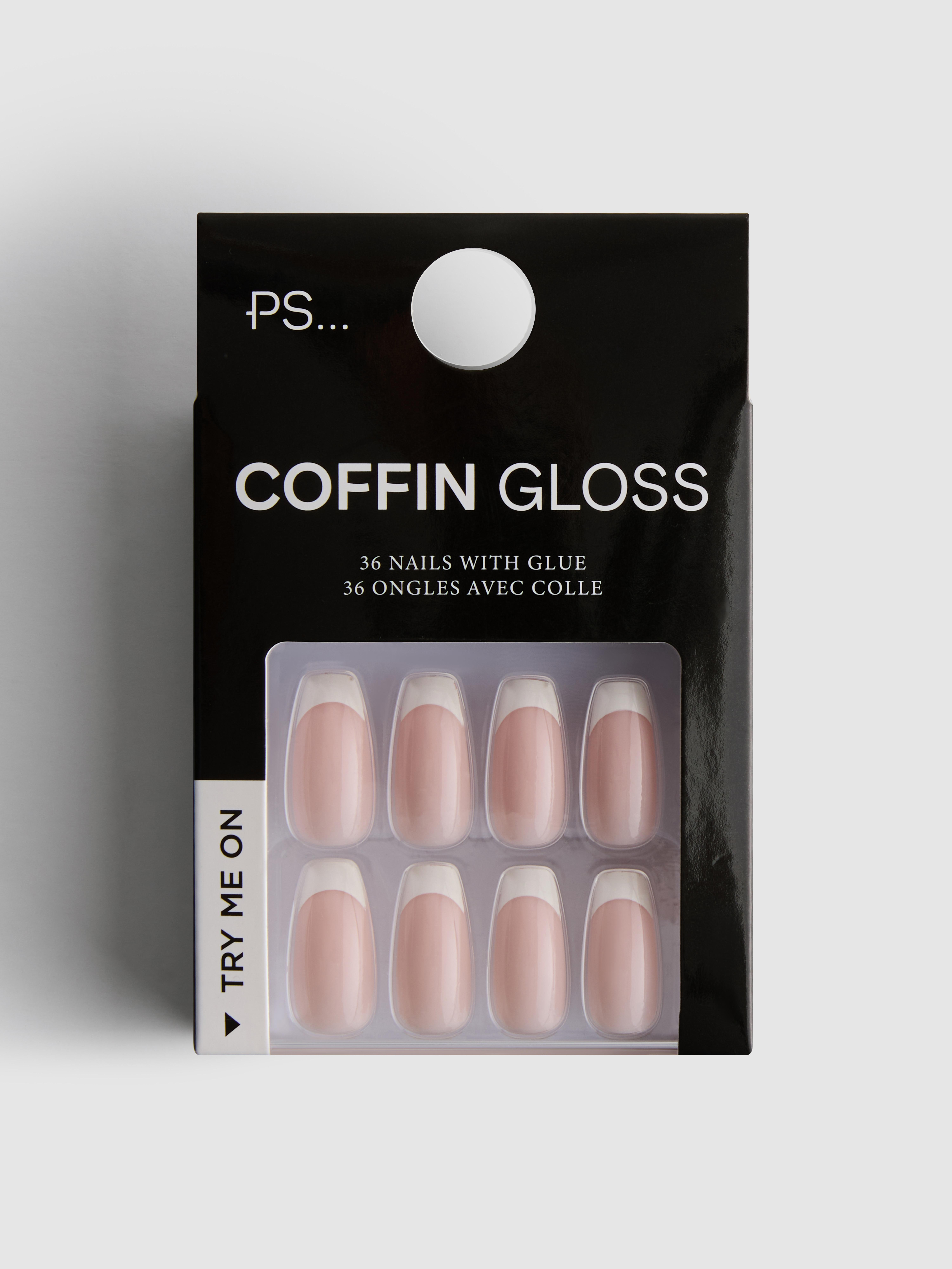 PS... French Tip Coffin Gloss False Nails