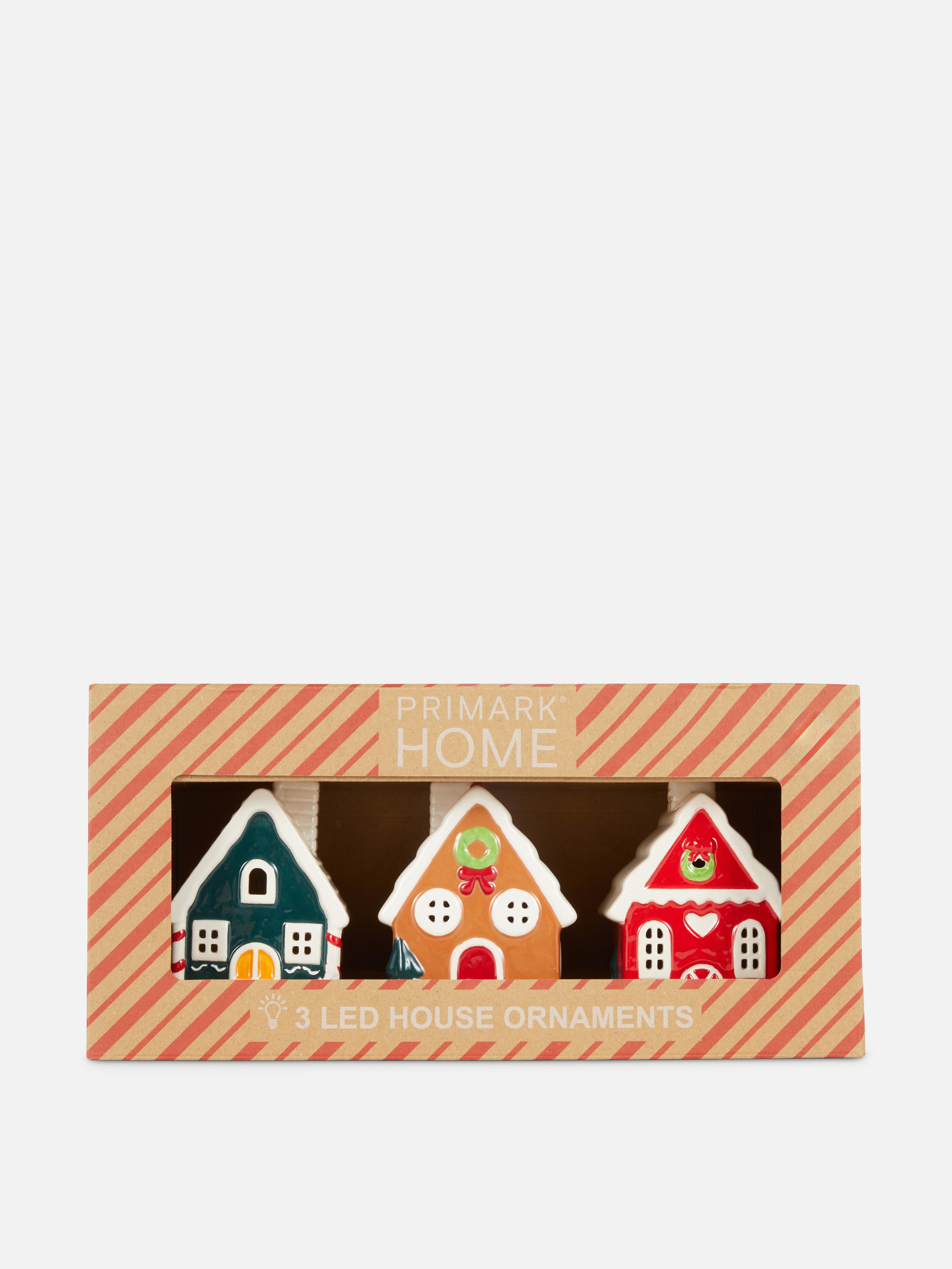 3pk LED House Christmas Ornaments