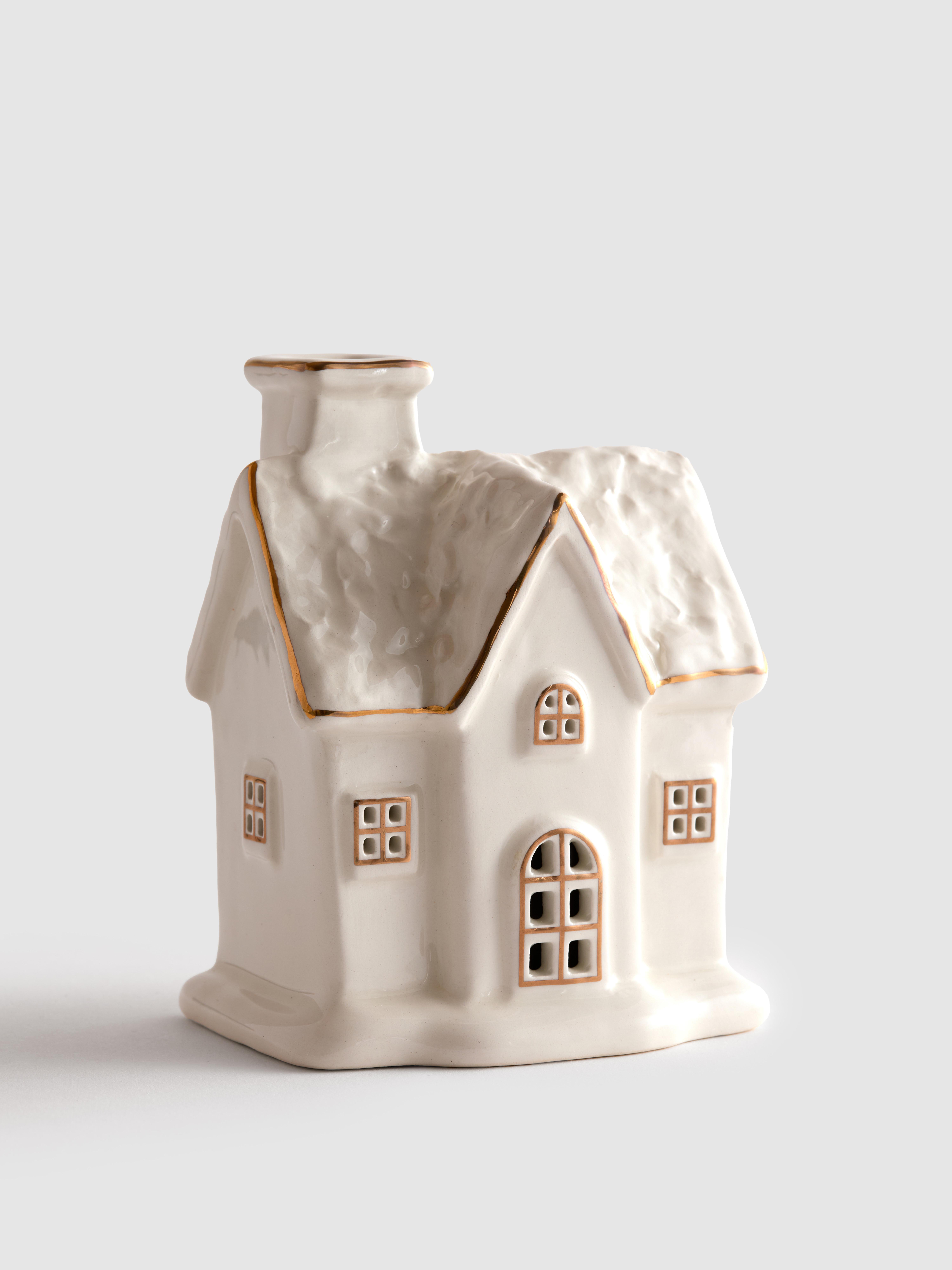 Small LED Christmas House Ornament White/Nude