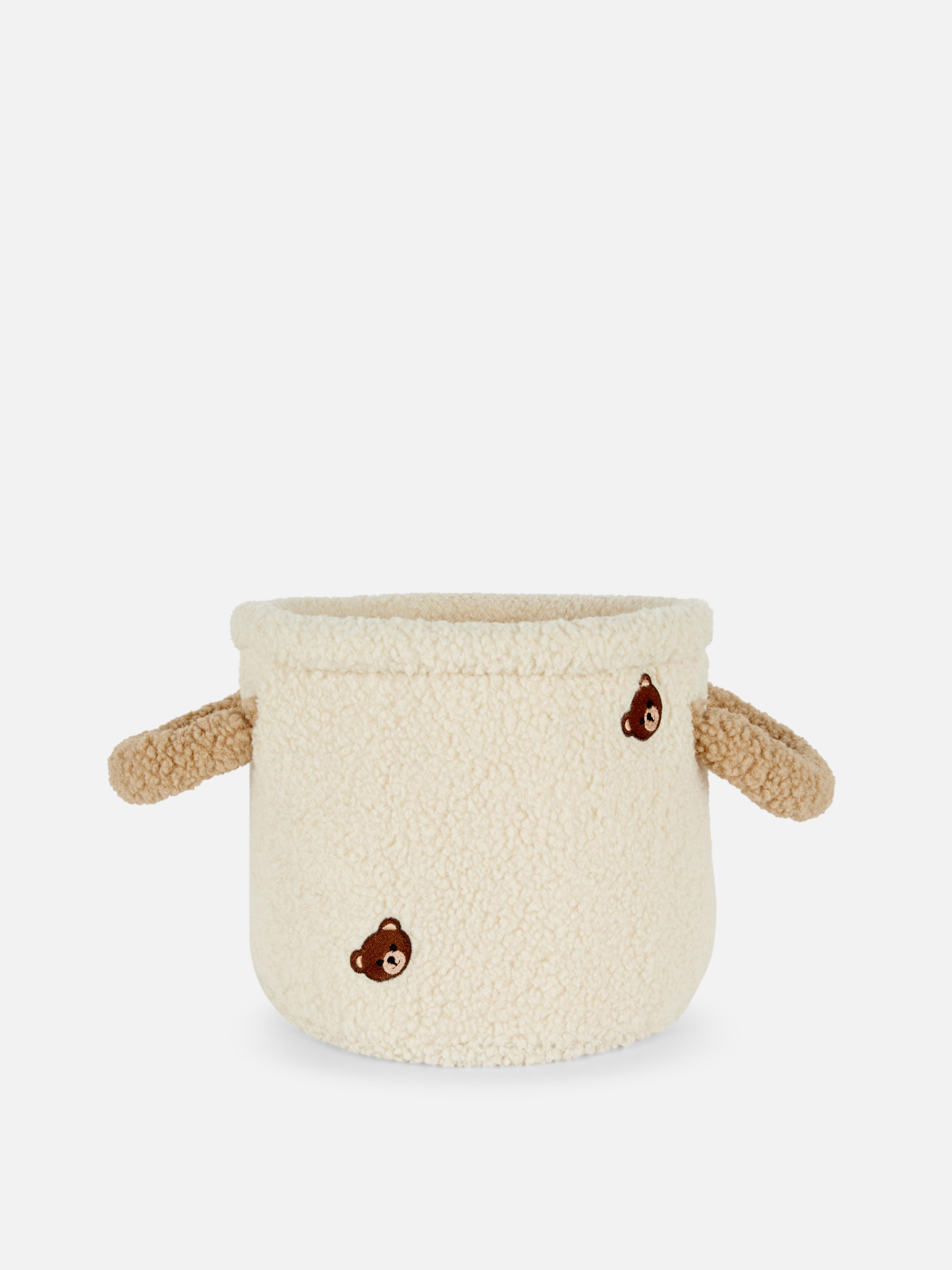 Teddy Bear Boucle Storage Basket
