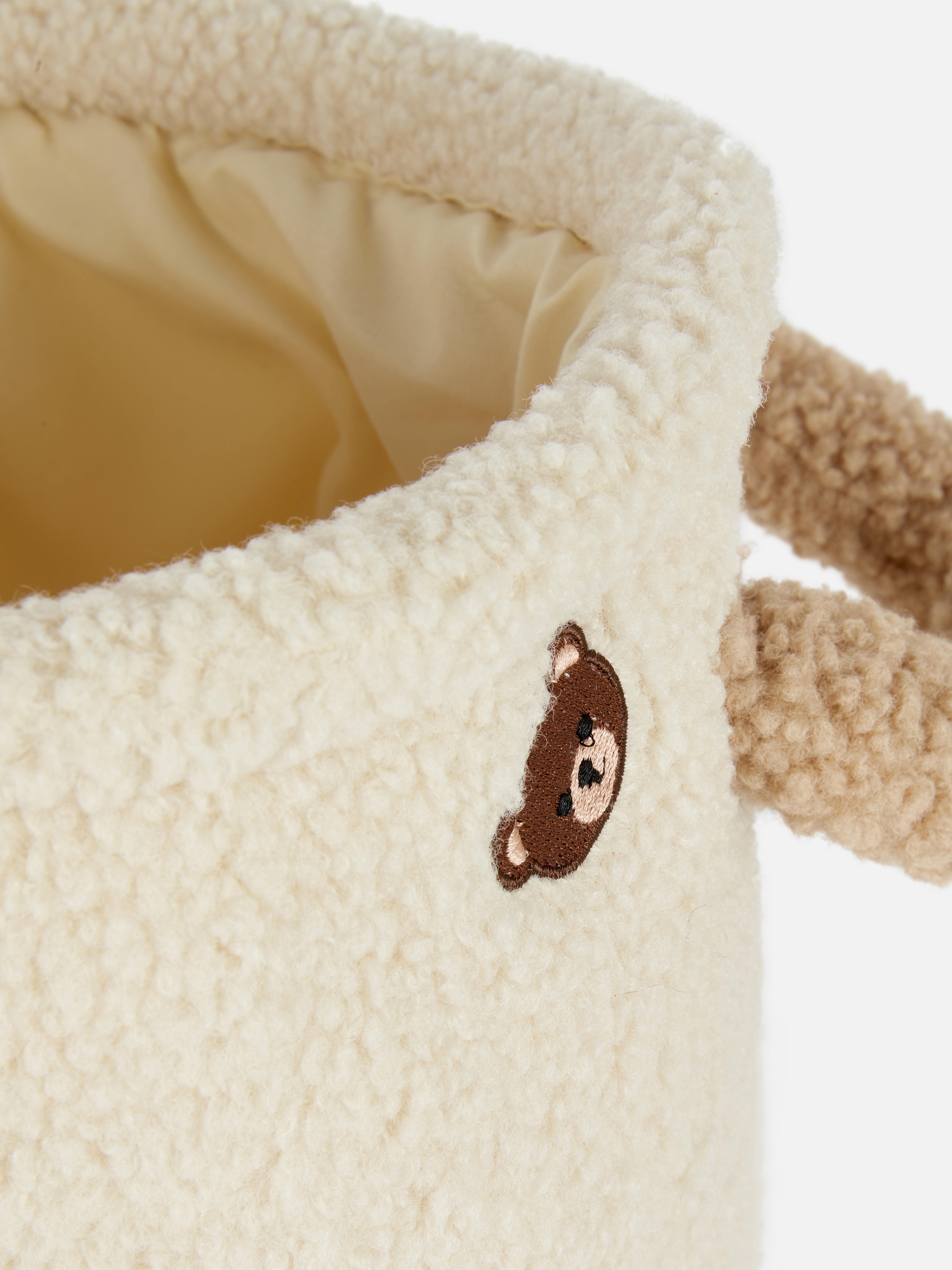 Teddy Bear Boucle Storage Basket