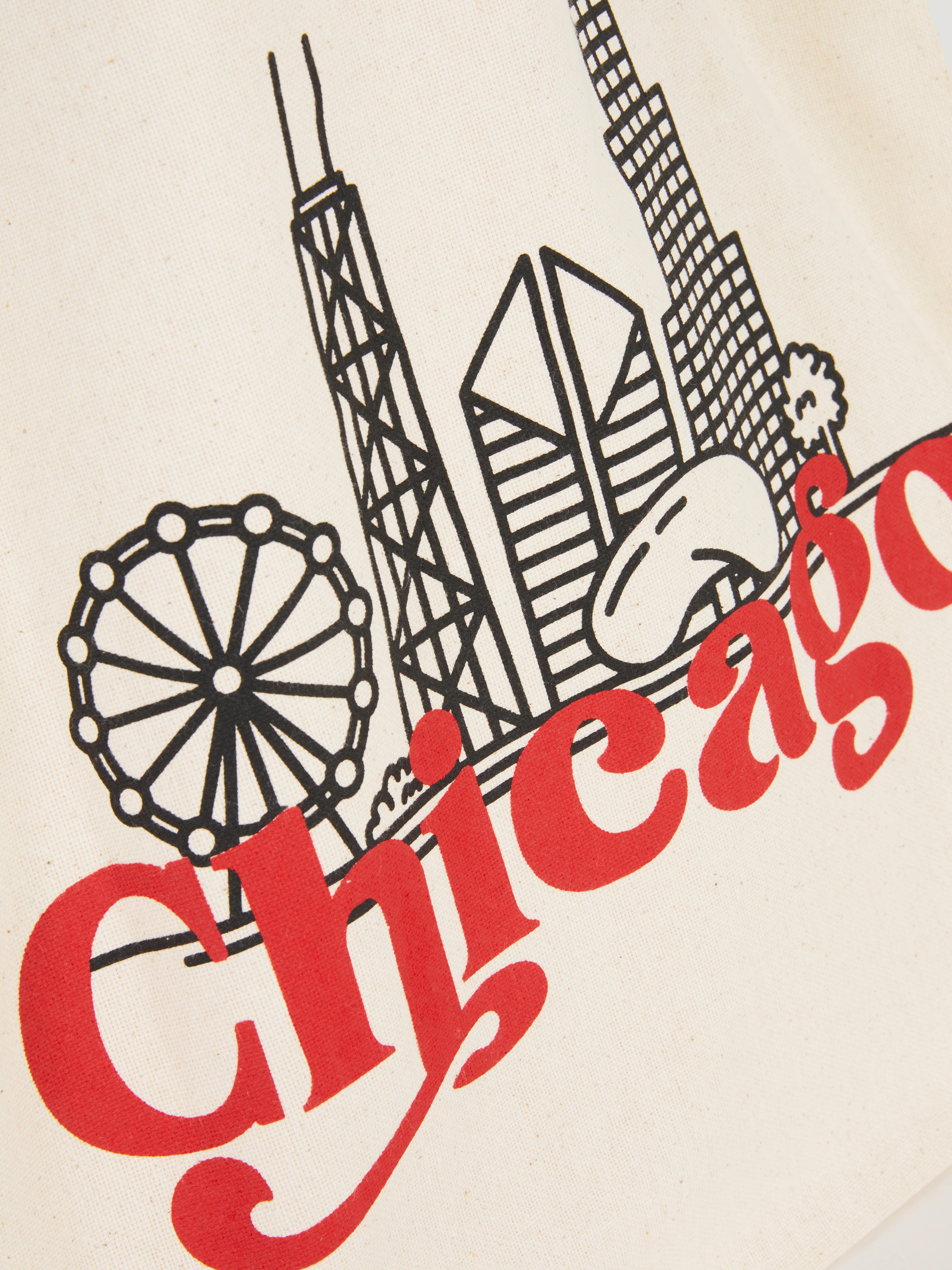 Women's White Cotton City Graphic Tote Bag