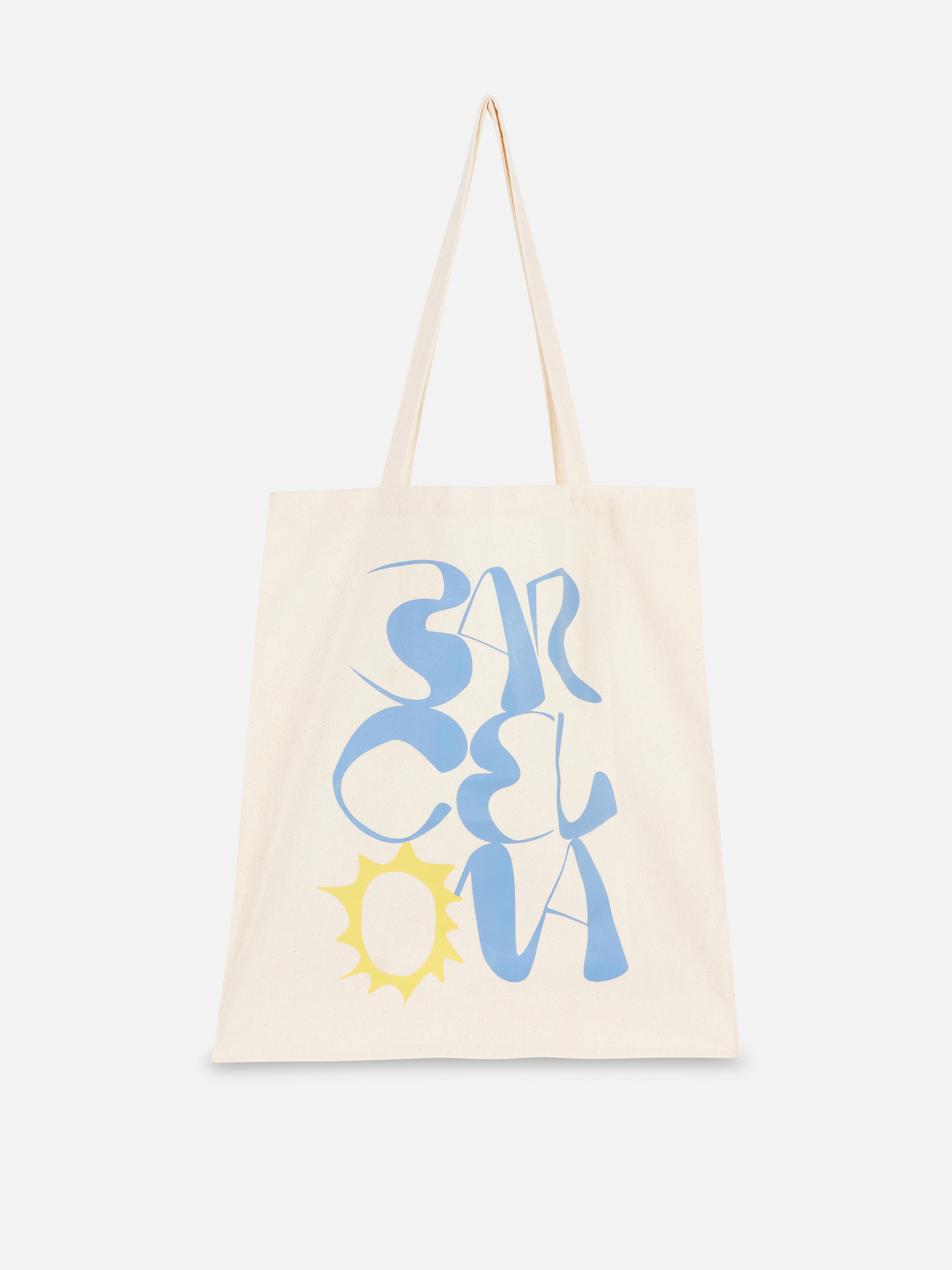 Bolso tote gráfico de algodón con diseño urbano Naranja
