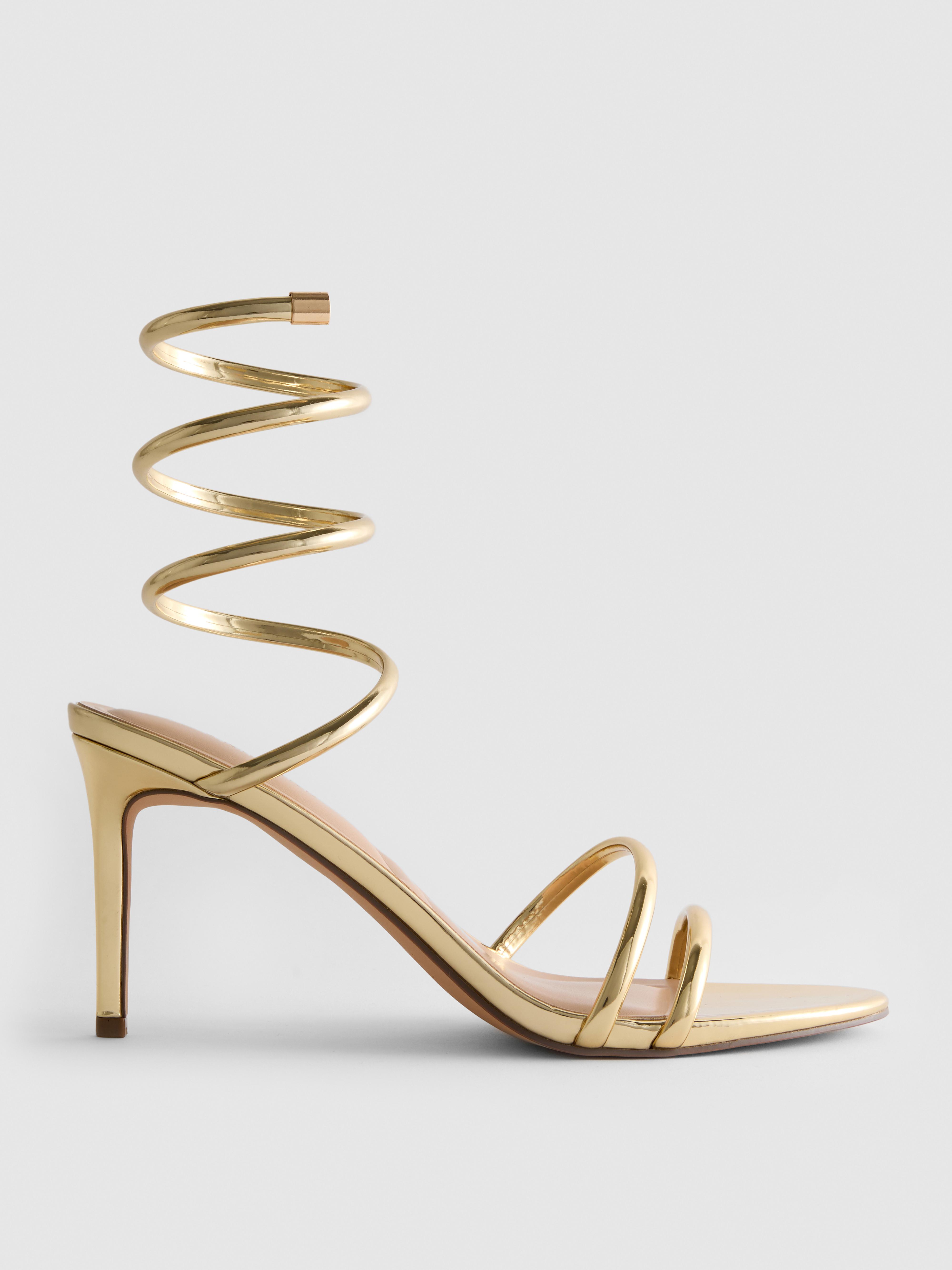 Sandalias de tacón con tiras en espiral