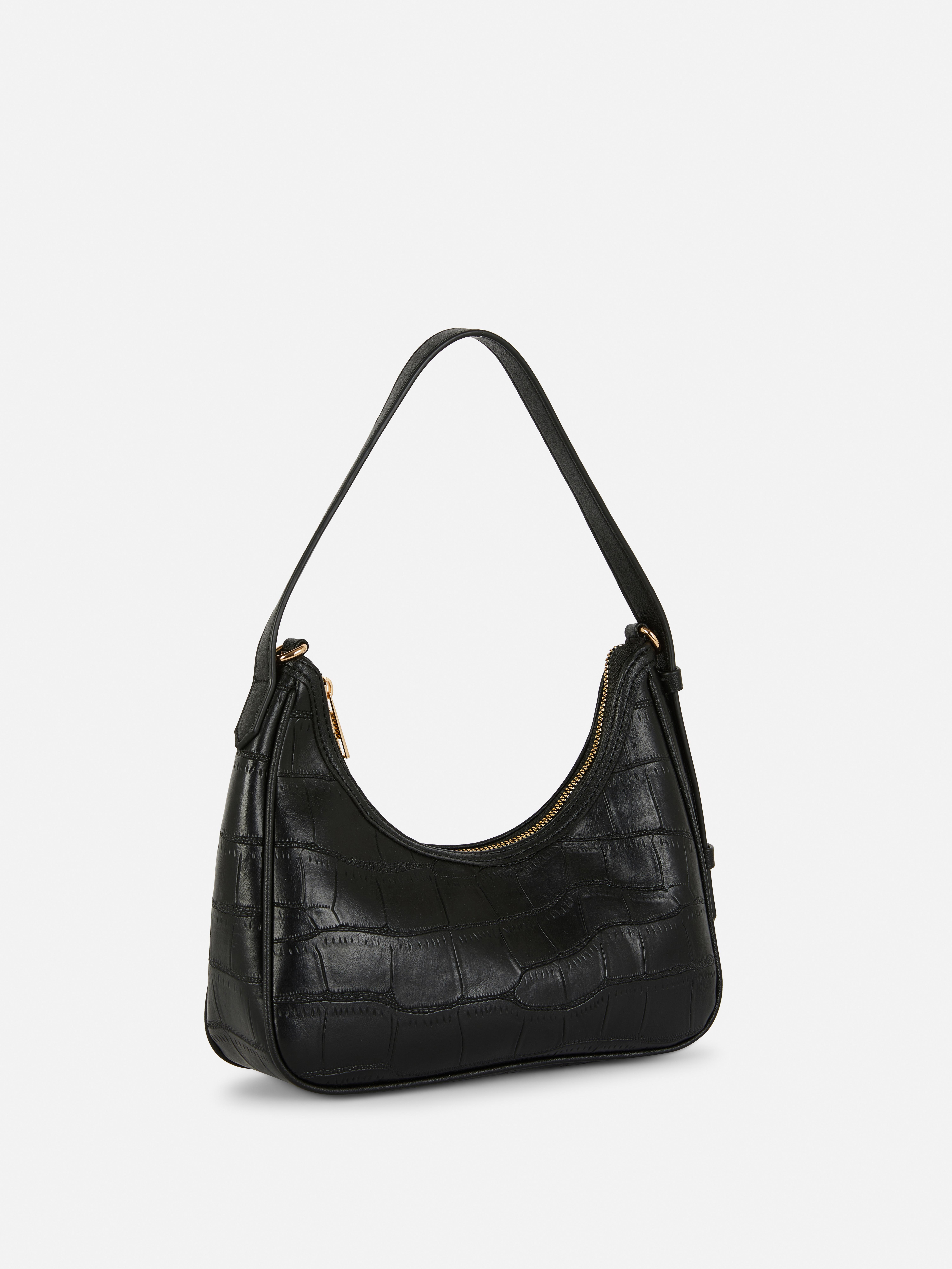 Curved Croc Shoulder Bag