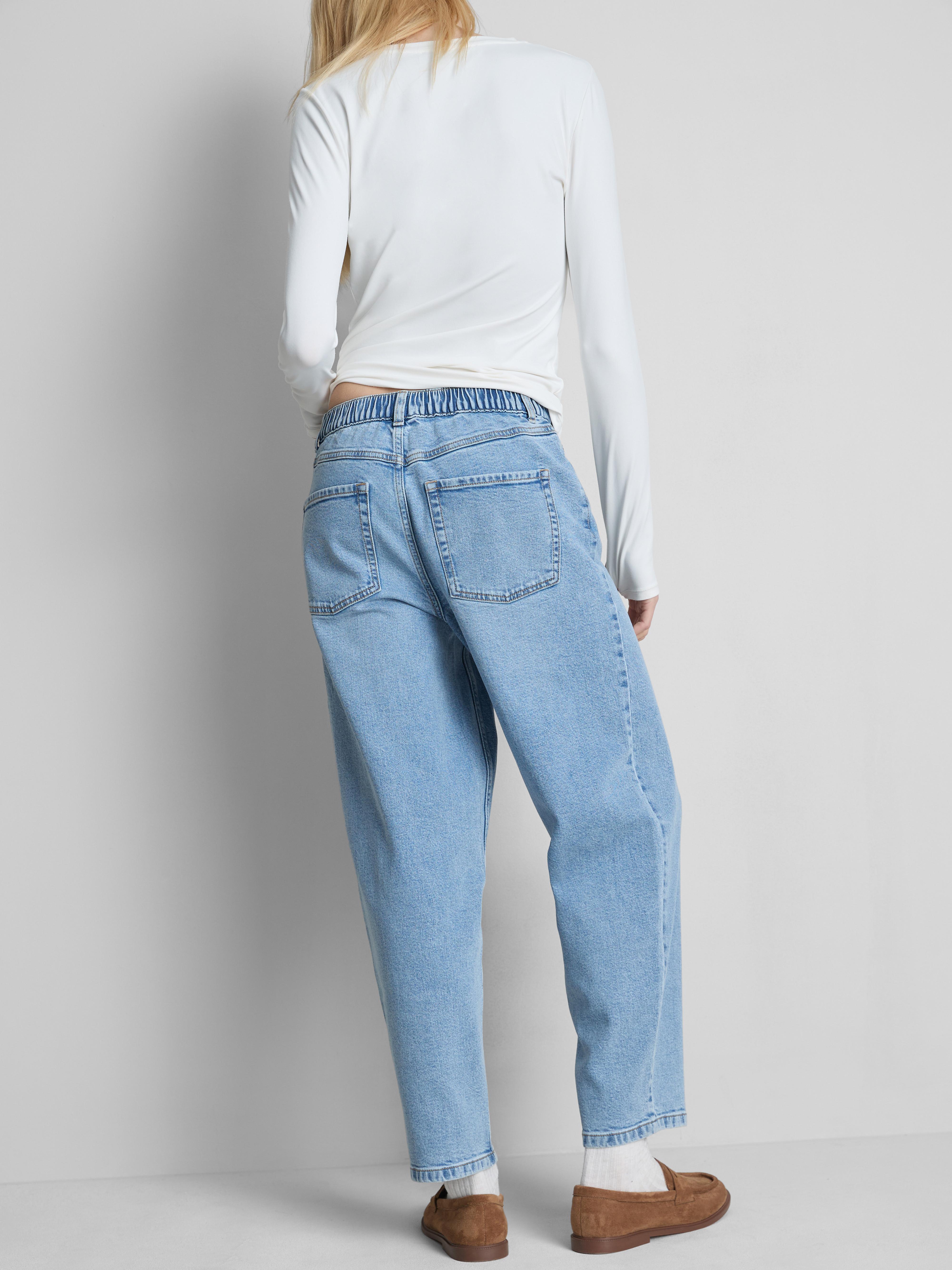 Cotton Denim High Waisted Tapered Jeans