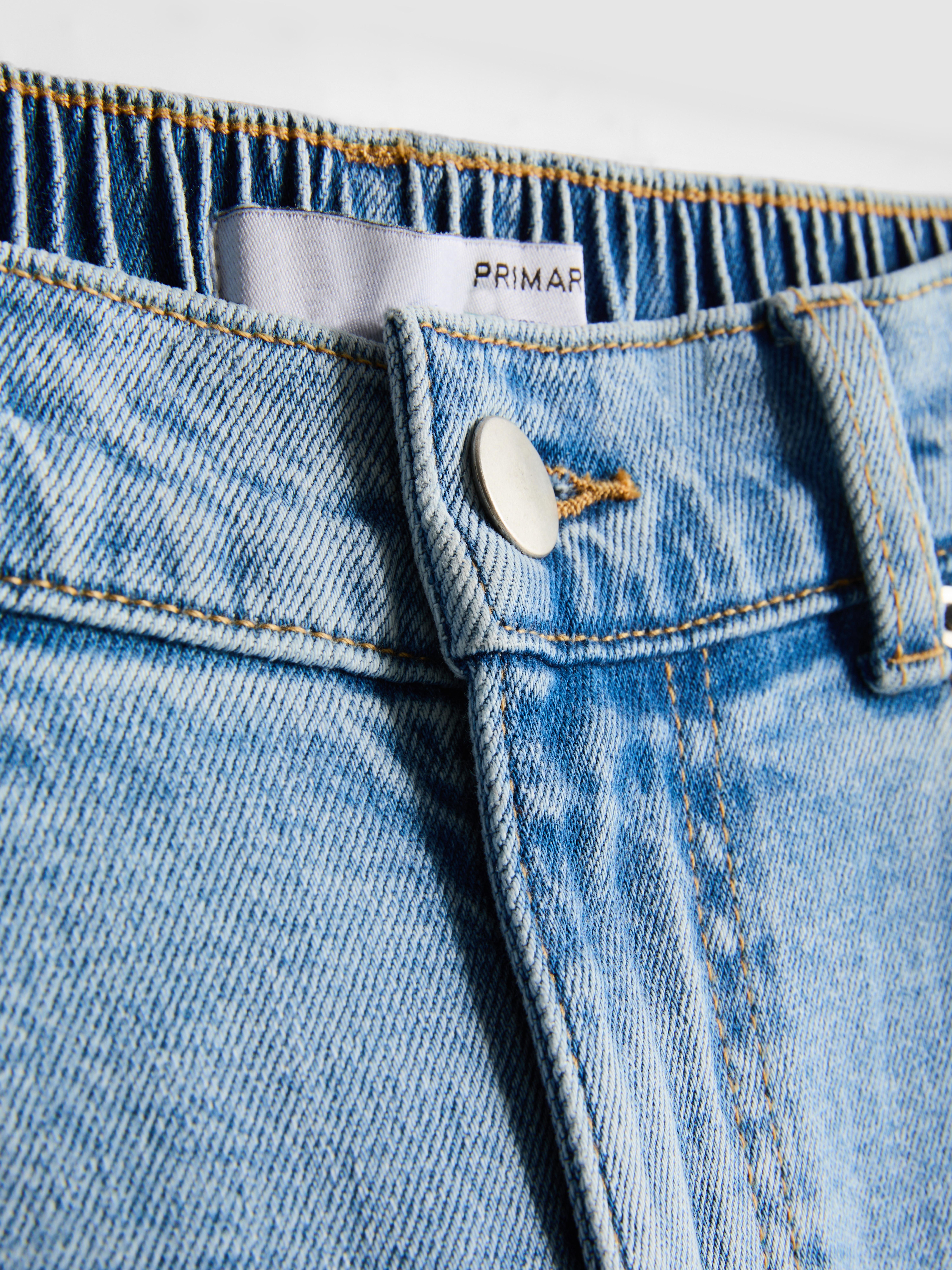 Cotton Denim High Waisted Tapered Jeans