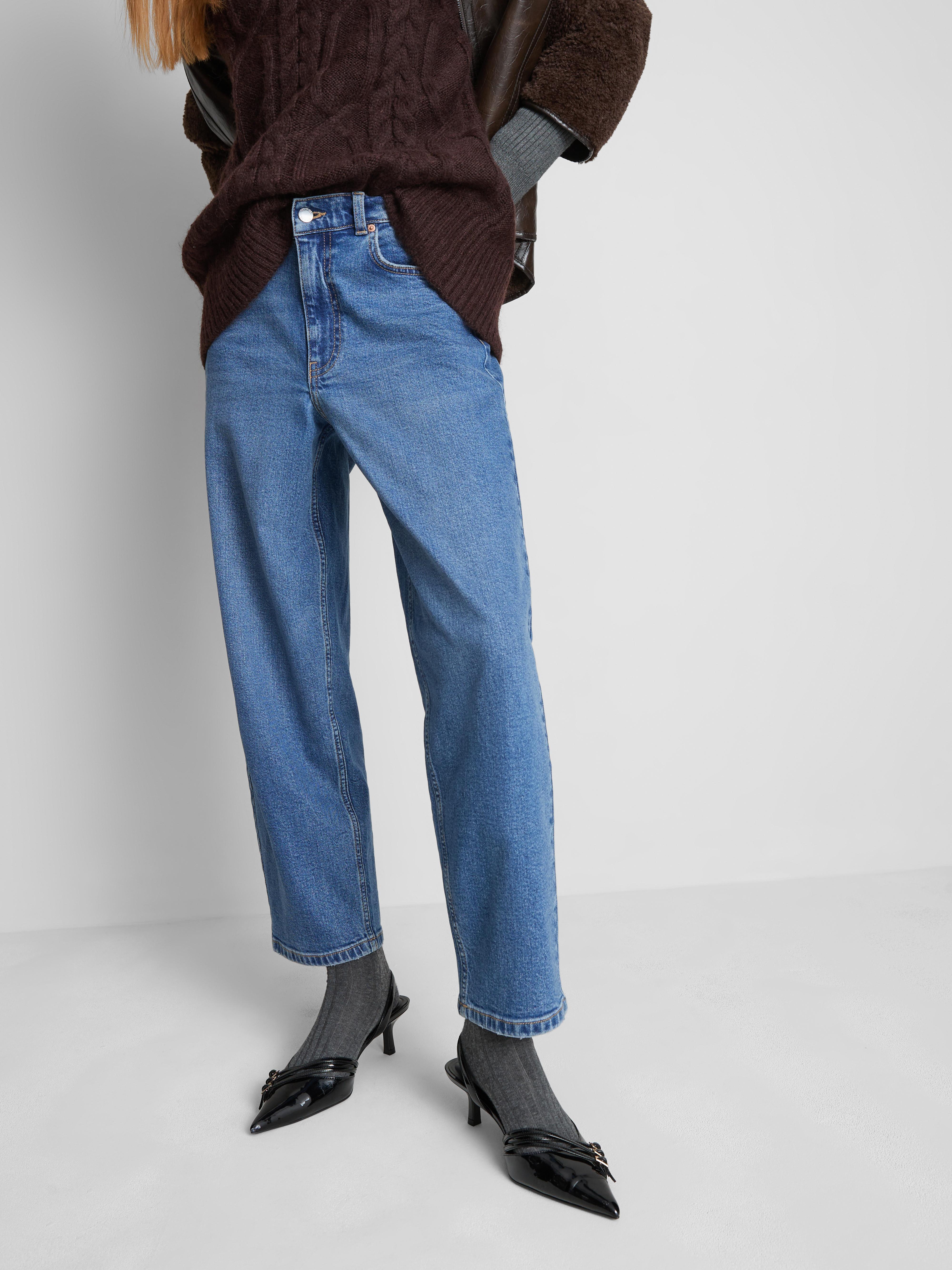 Zúžené džínsy s vysokým pásom z bavlnenej džínsoviny