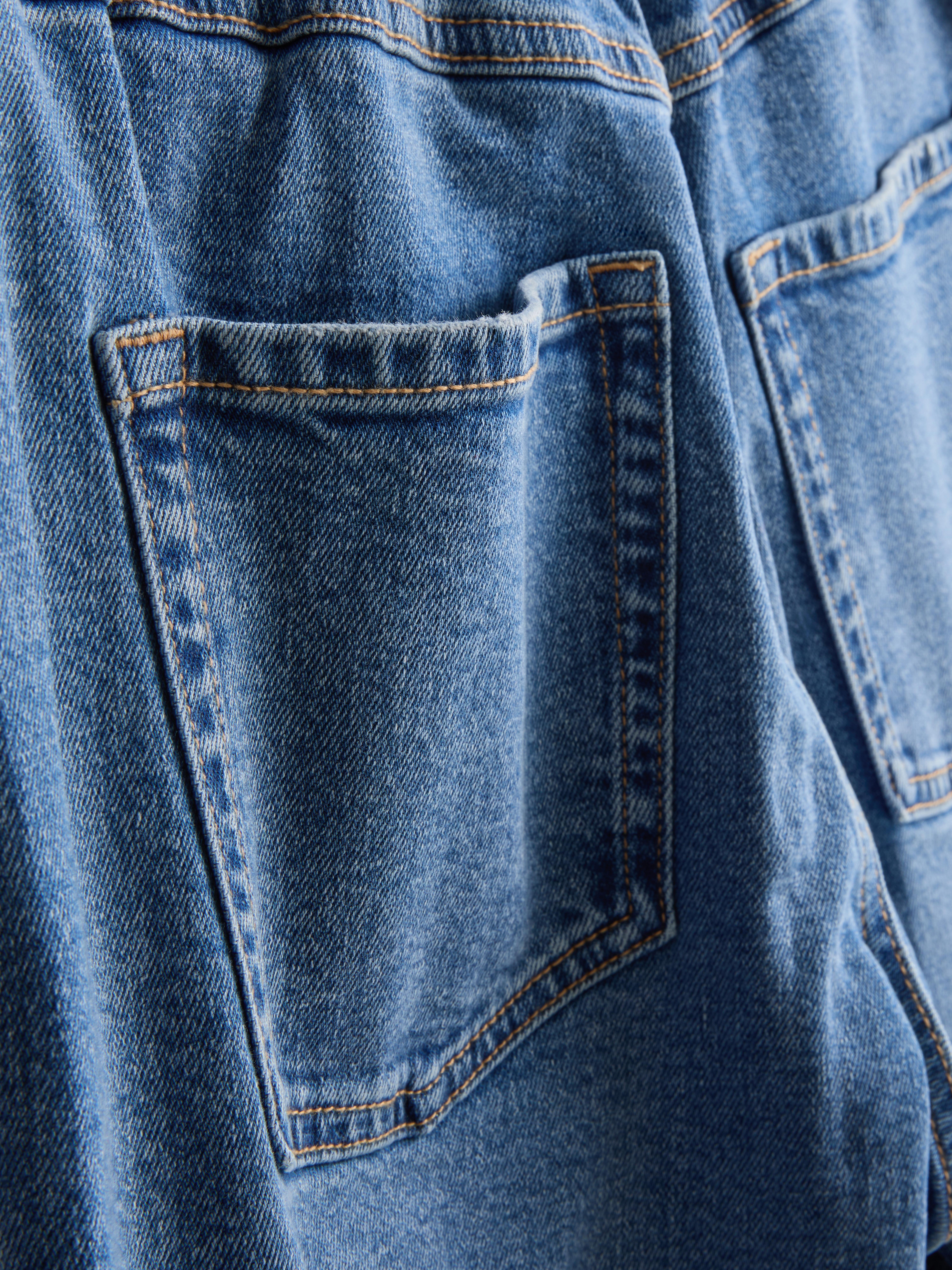 Katoenen jeans met hoge taille en taps toelopende pijpen