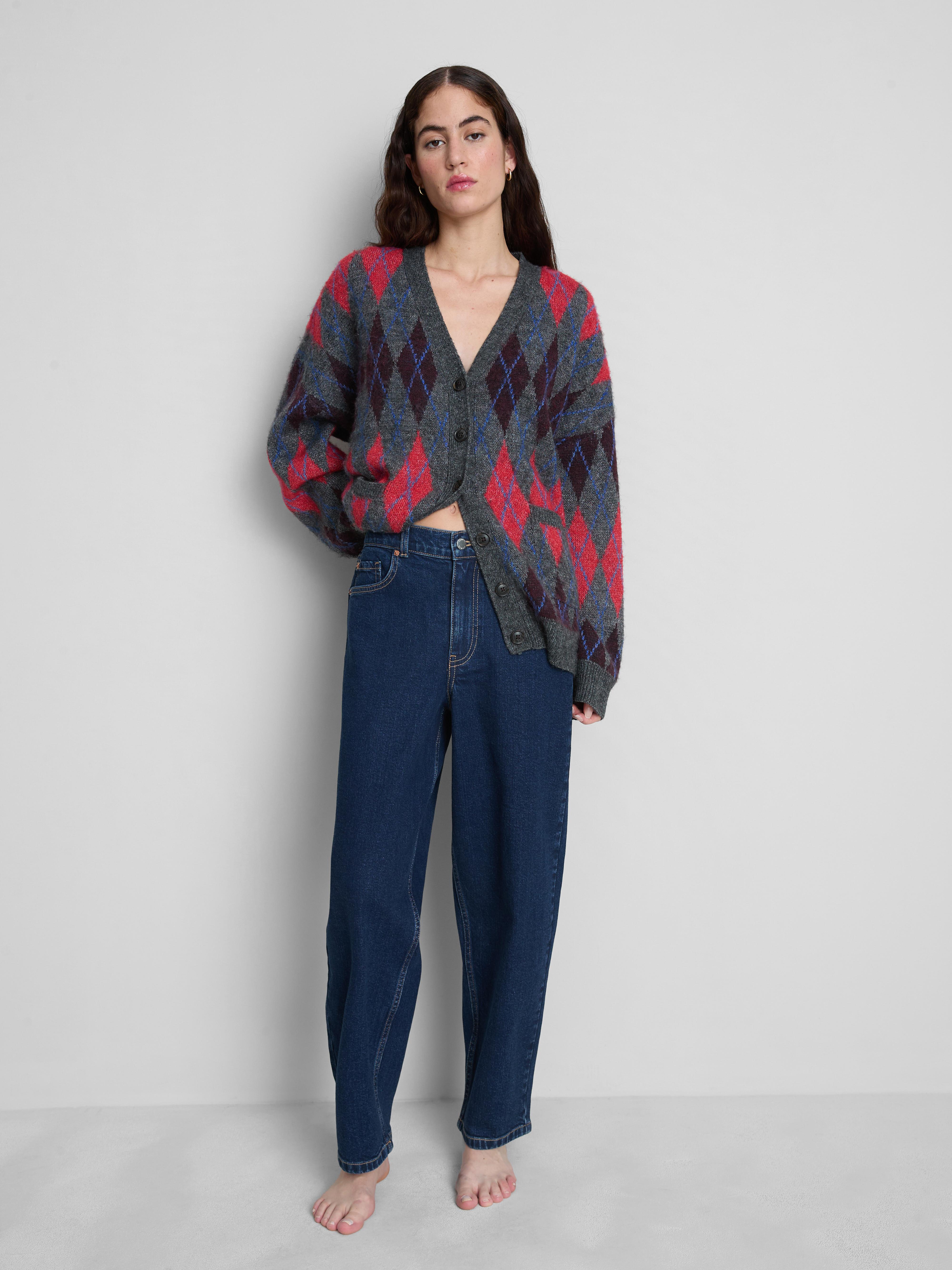 Katoenen jeans met hoge taille en taps toelopende pijpen