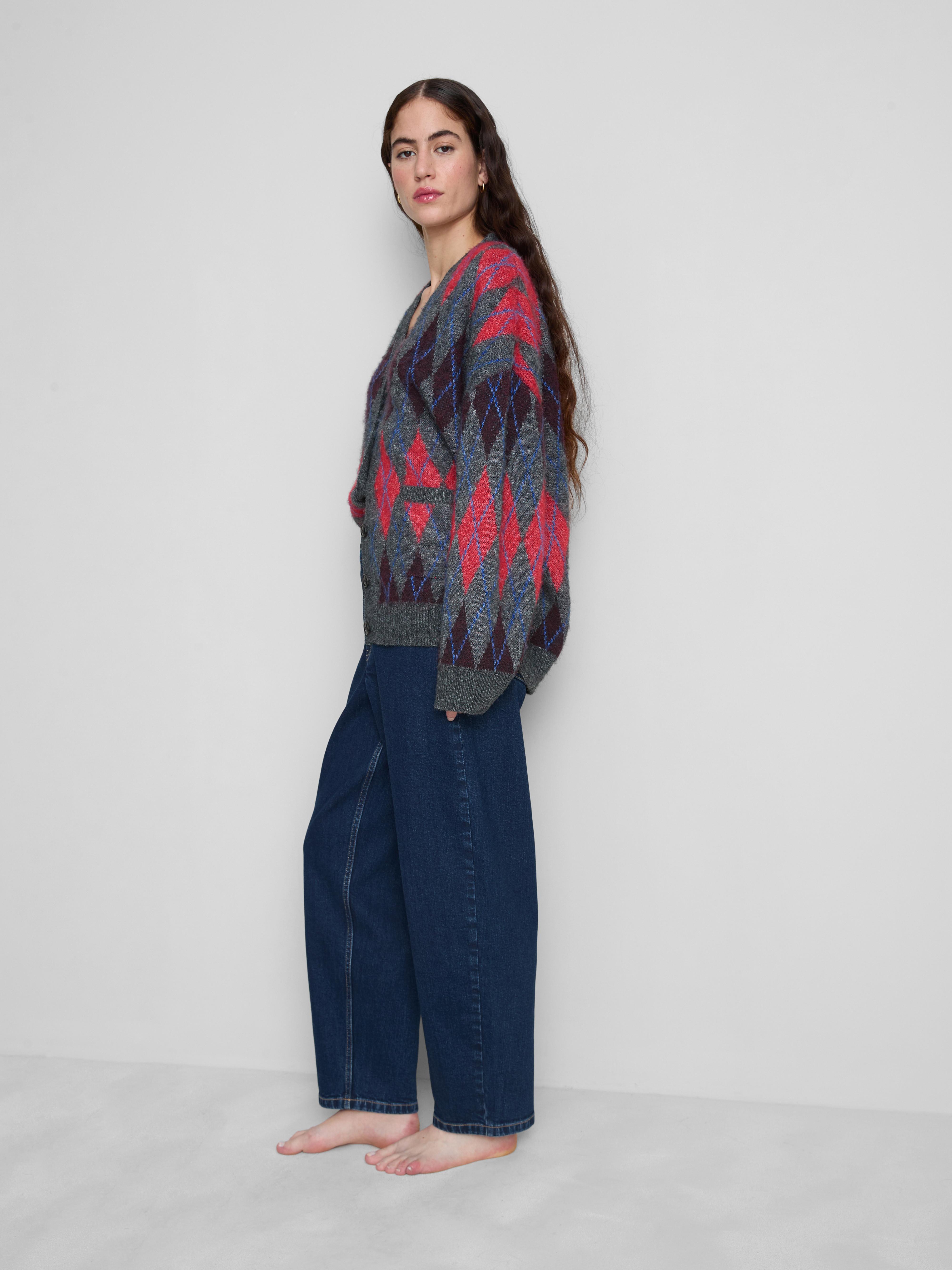 Denim-Jeans mit hohem Bund und konischer Form