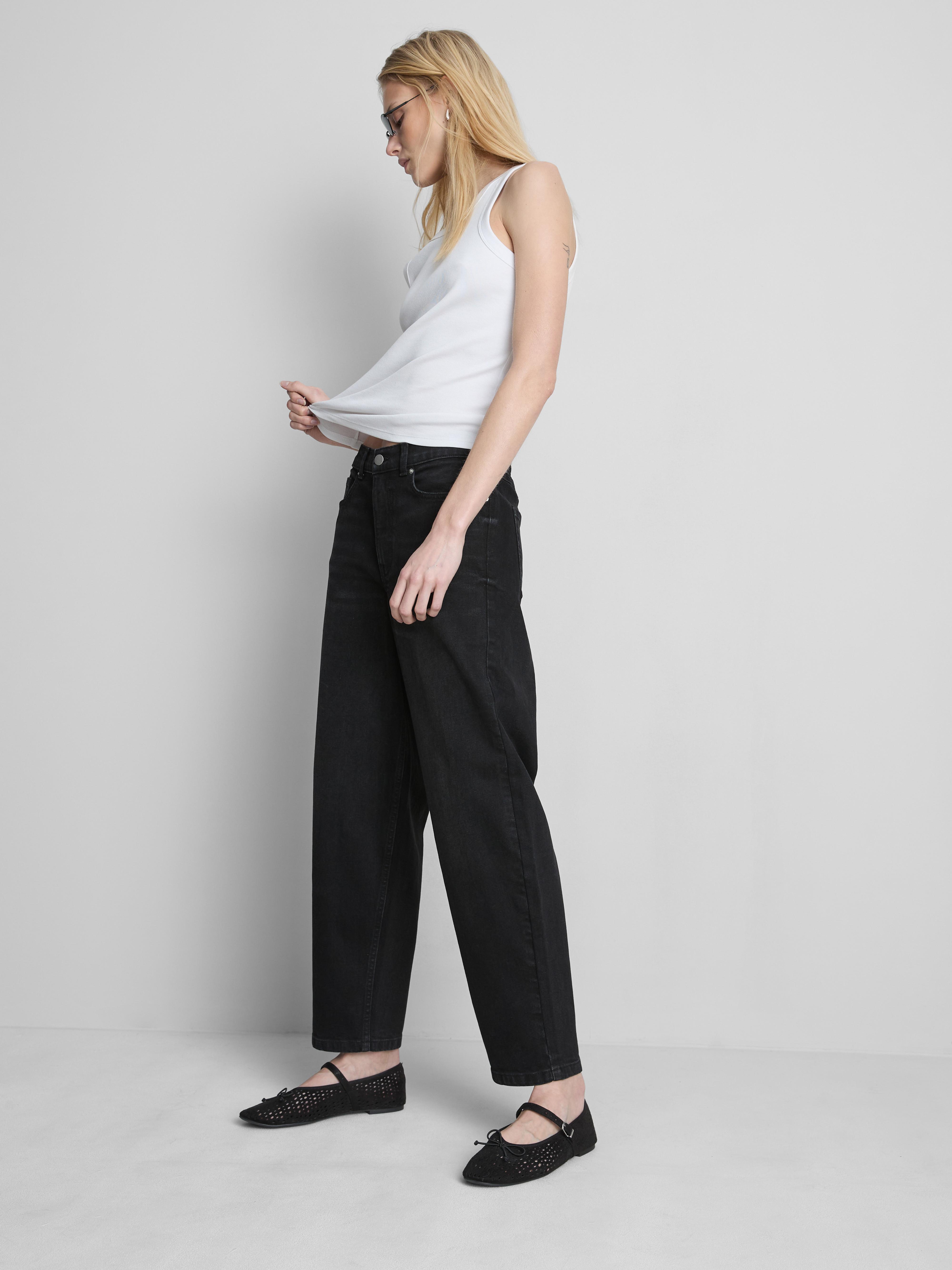 Jean fuselé en denim de coton à taille haute