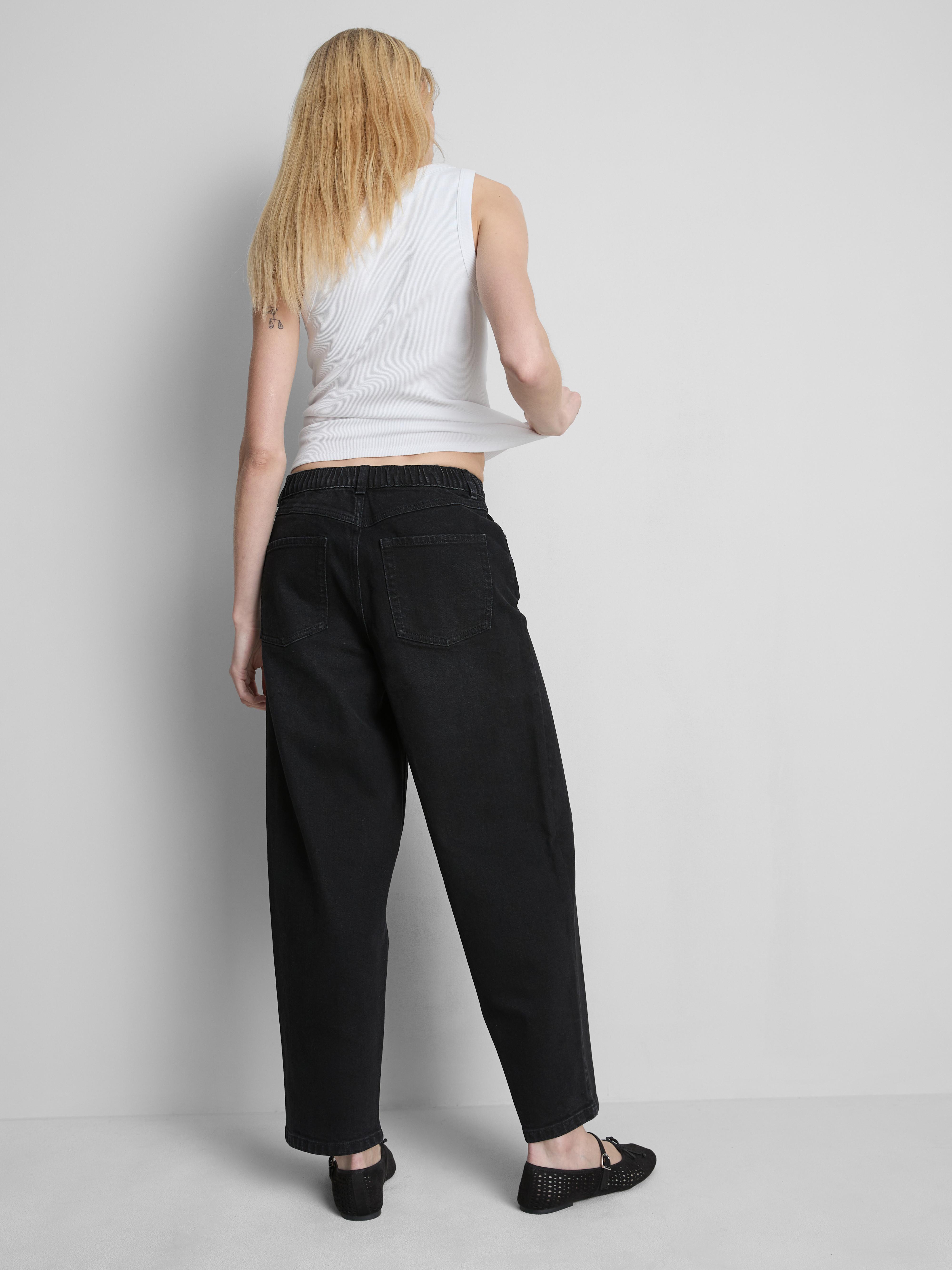 Jean fuselé en denim de coton à taille haute