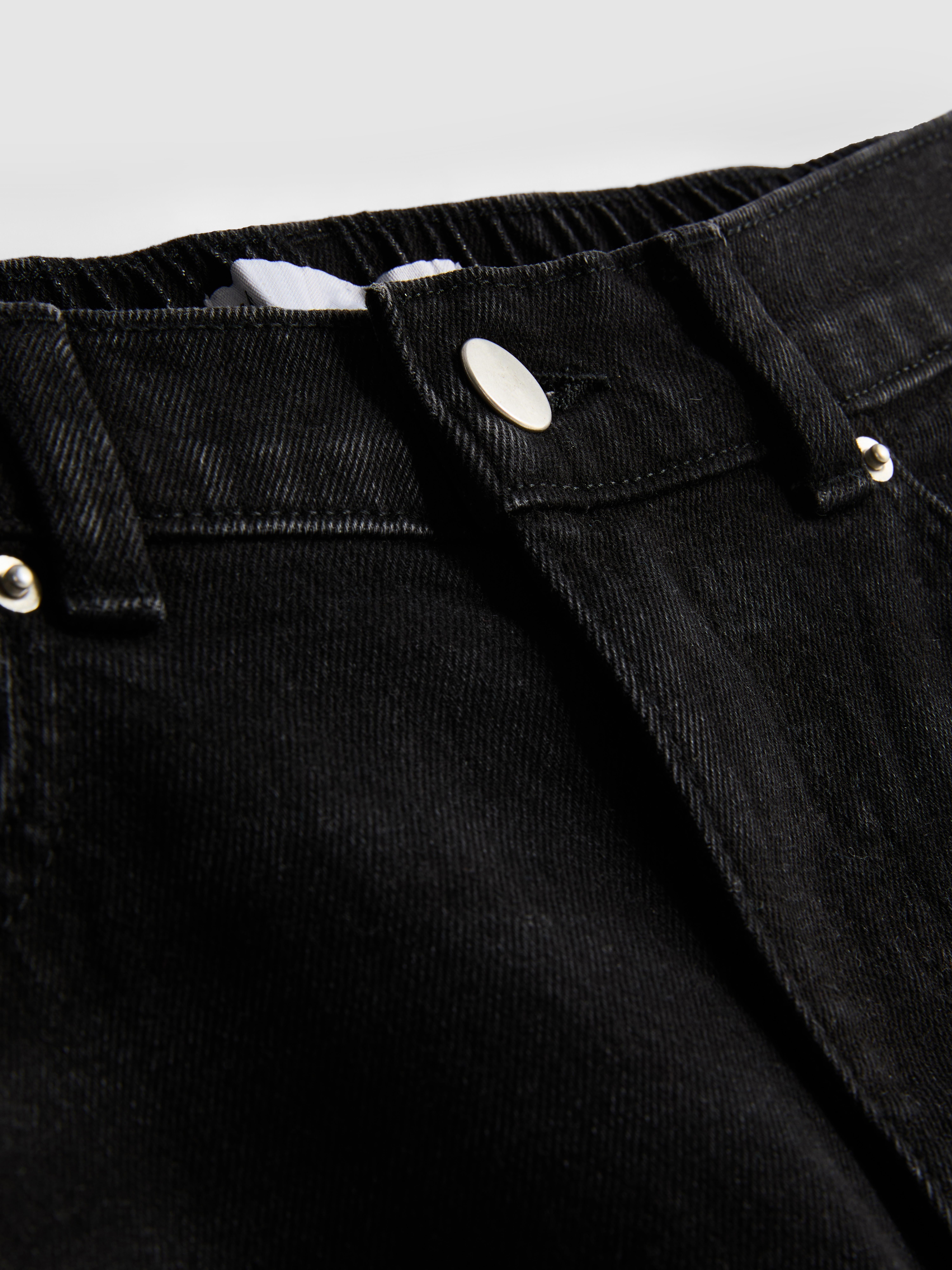 Cotton Denim High Waisted Tapered Jeans