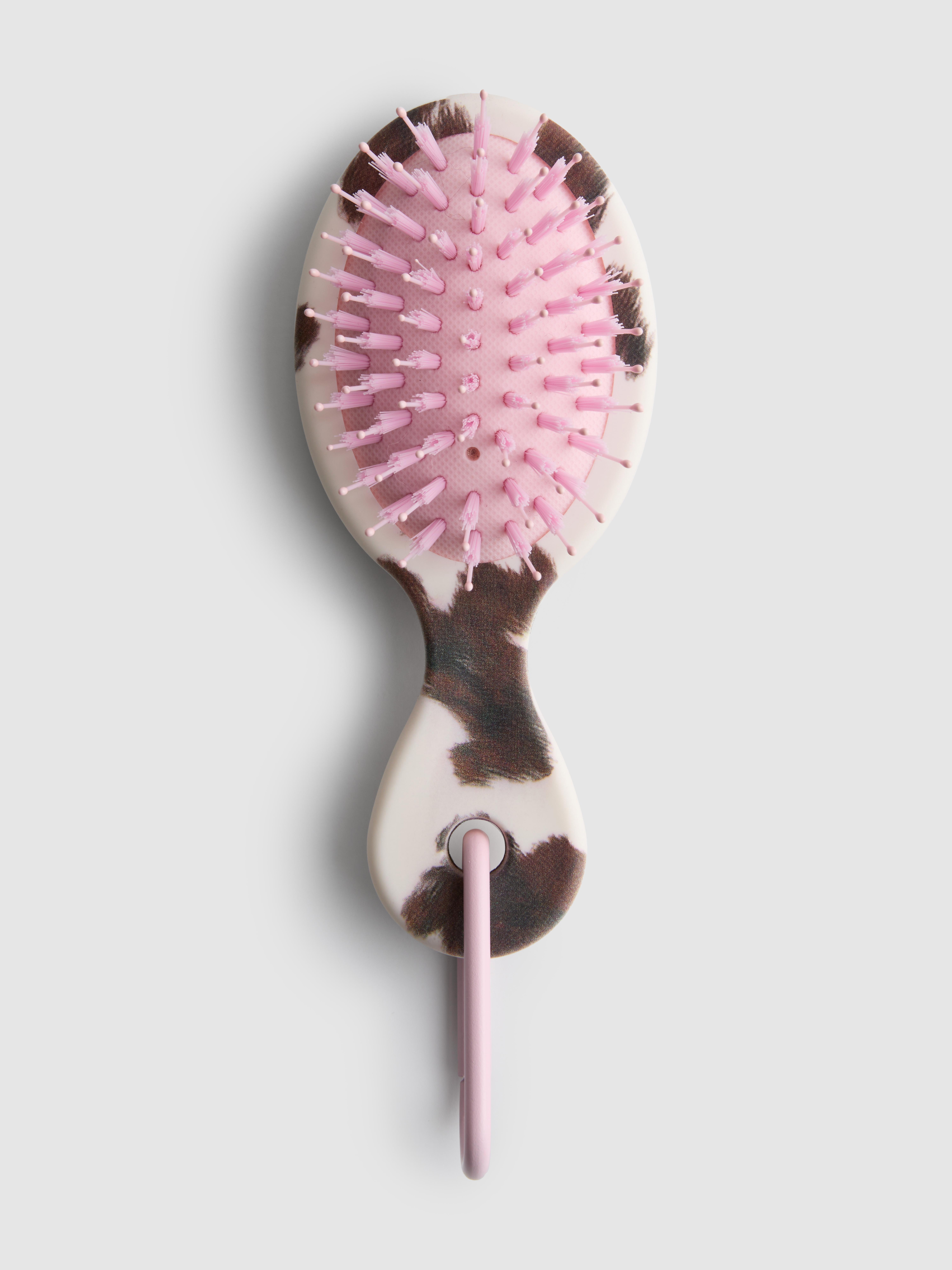 Mini brosse à cheveux lissante à imprimé vache