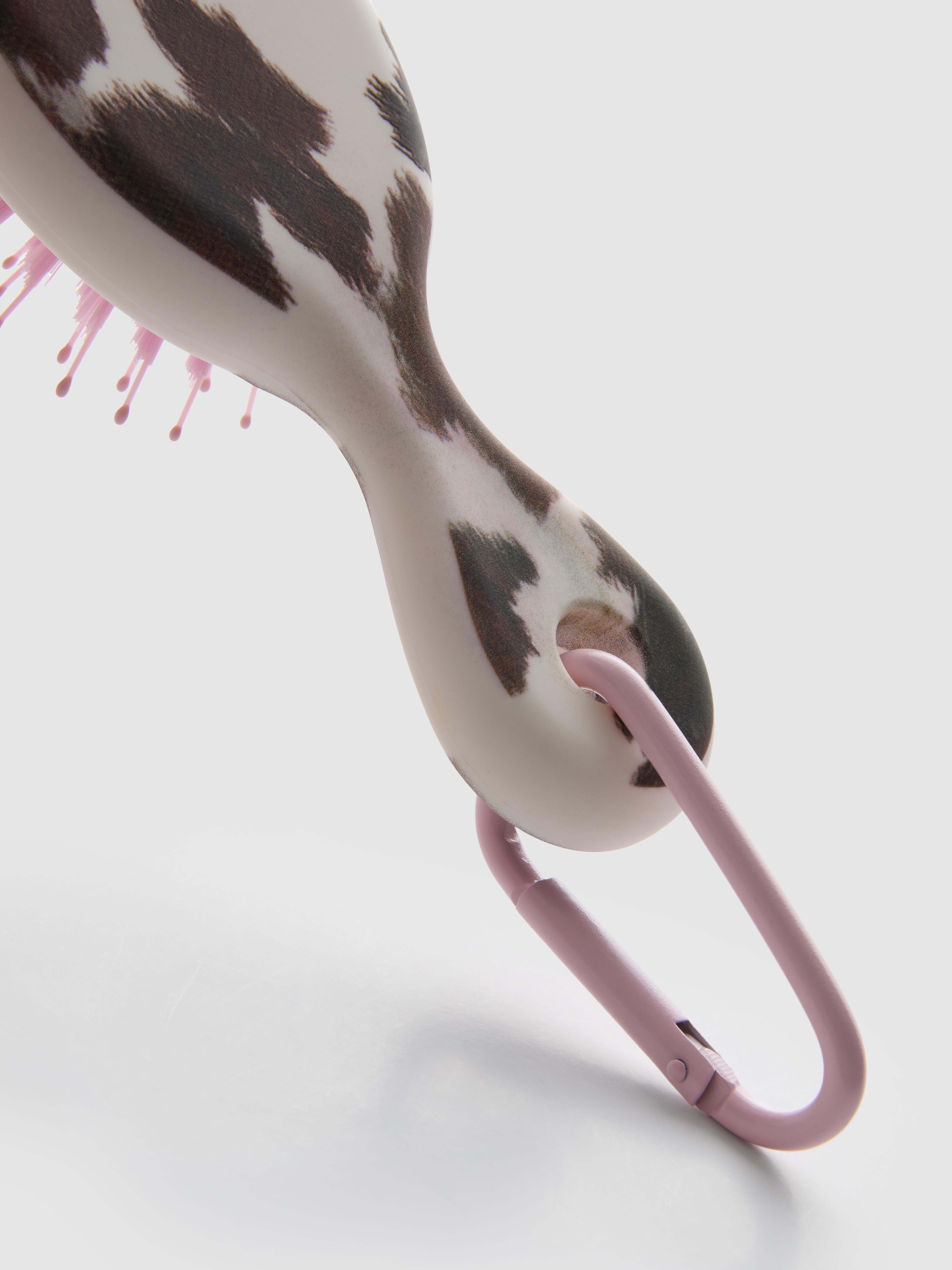 Mini brosse à cheveux lissante à imprimé vache