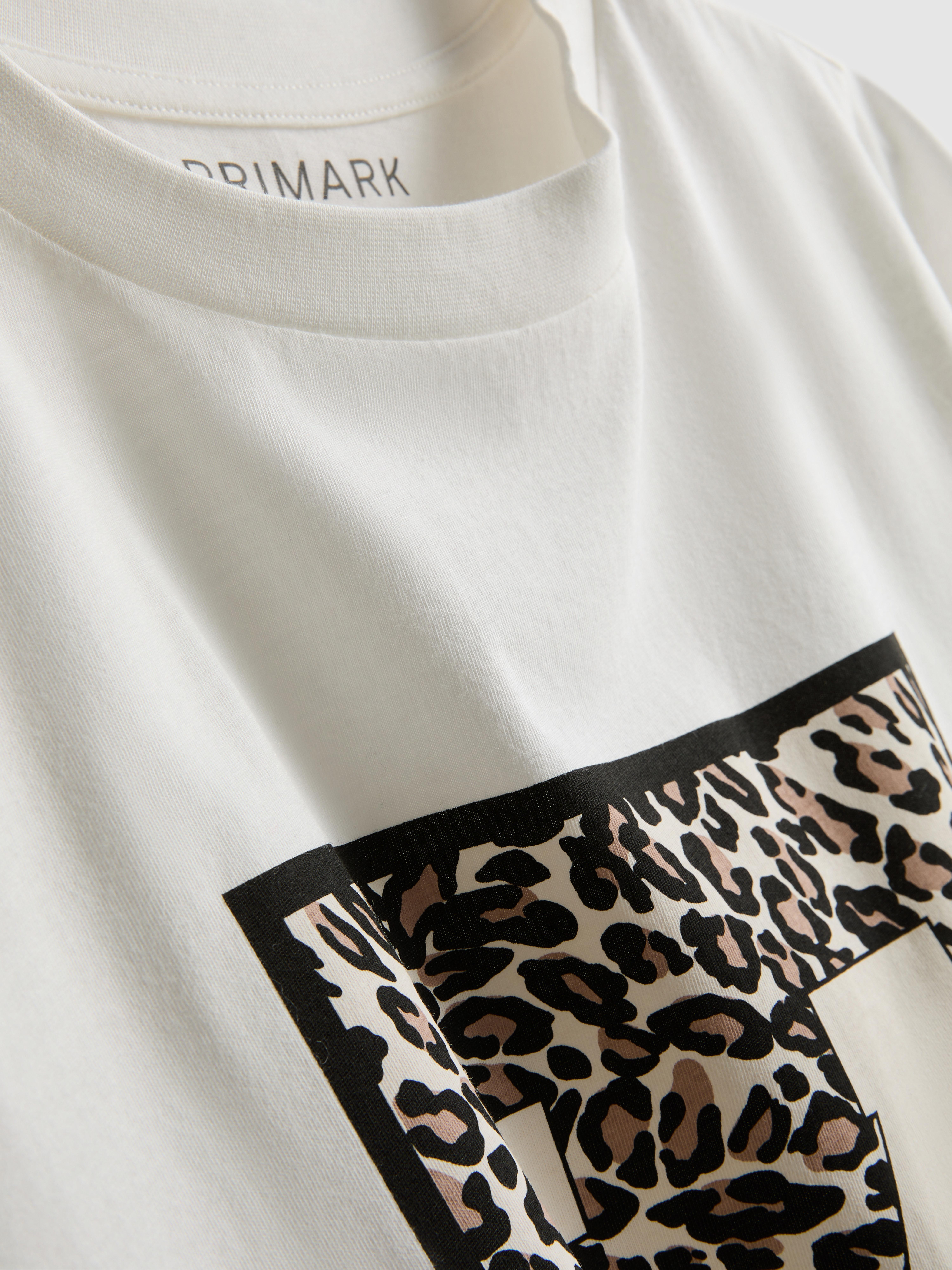 T-shirt en coton à manches courtes et motif - Gris chiné