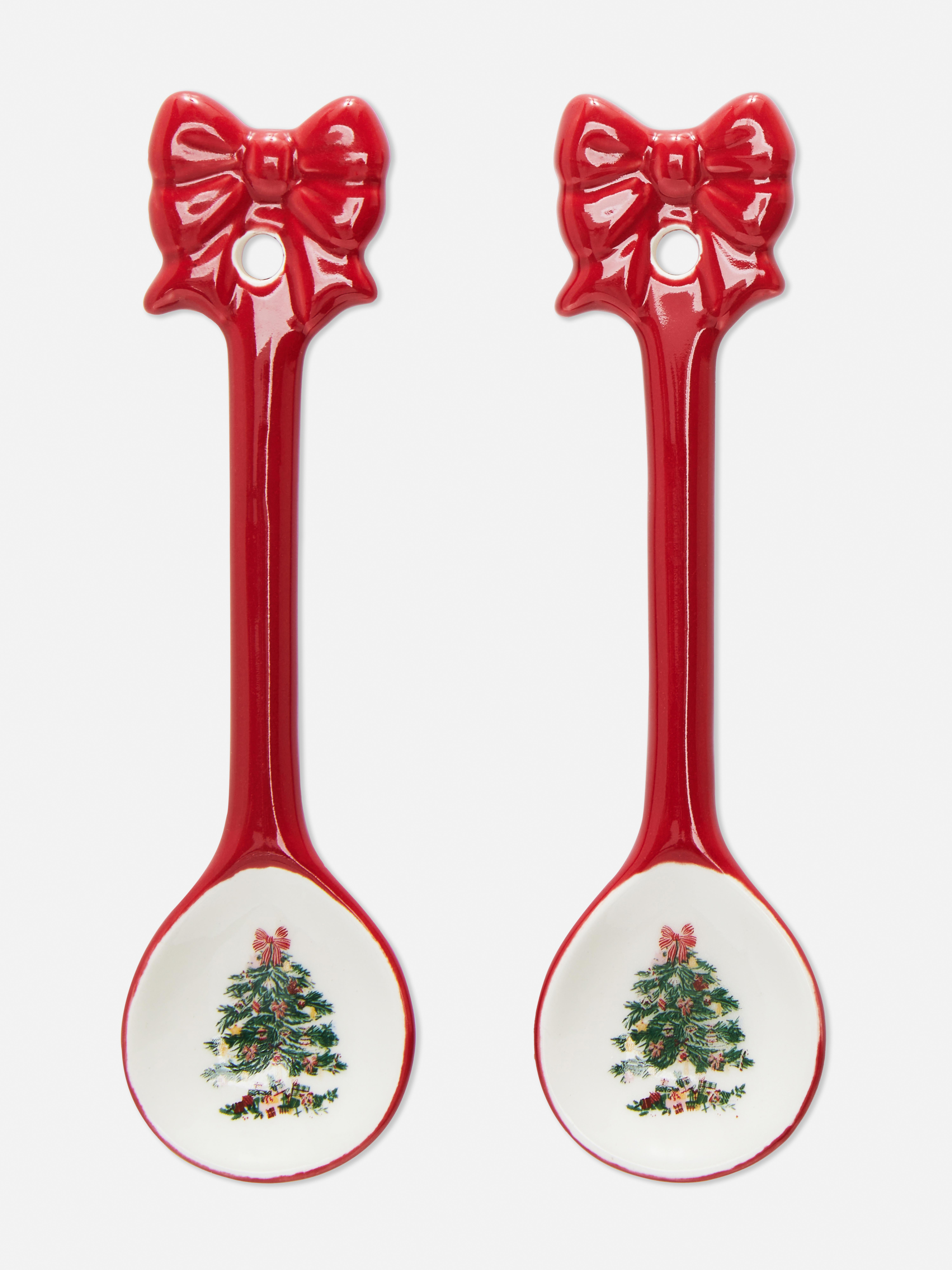 2pk Ceramic Christmas Serving Spoons