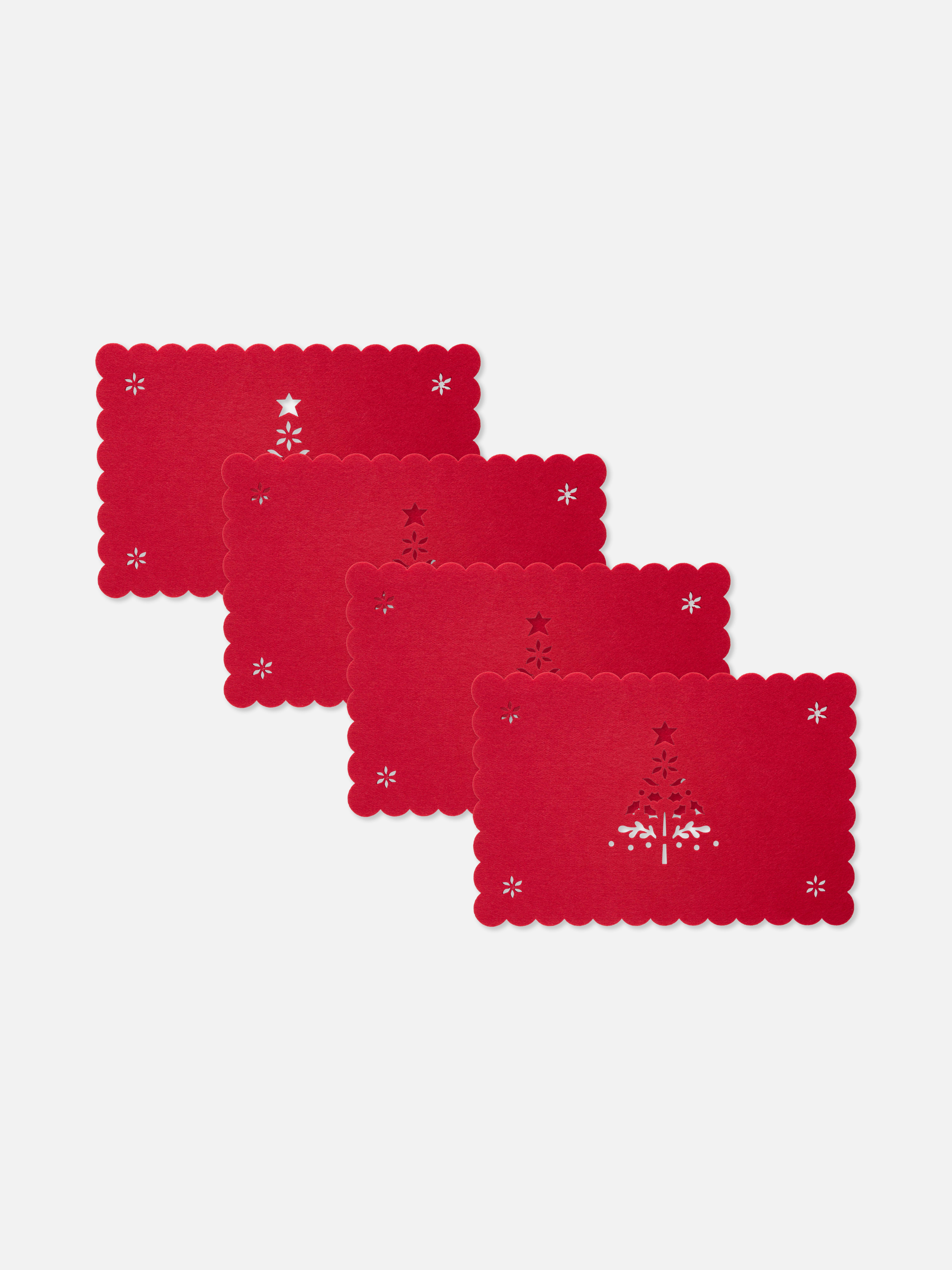 4pk Christmas Tree Cut-Out Placemats