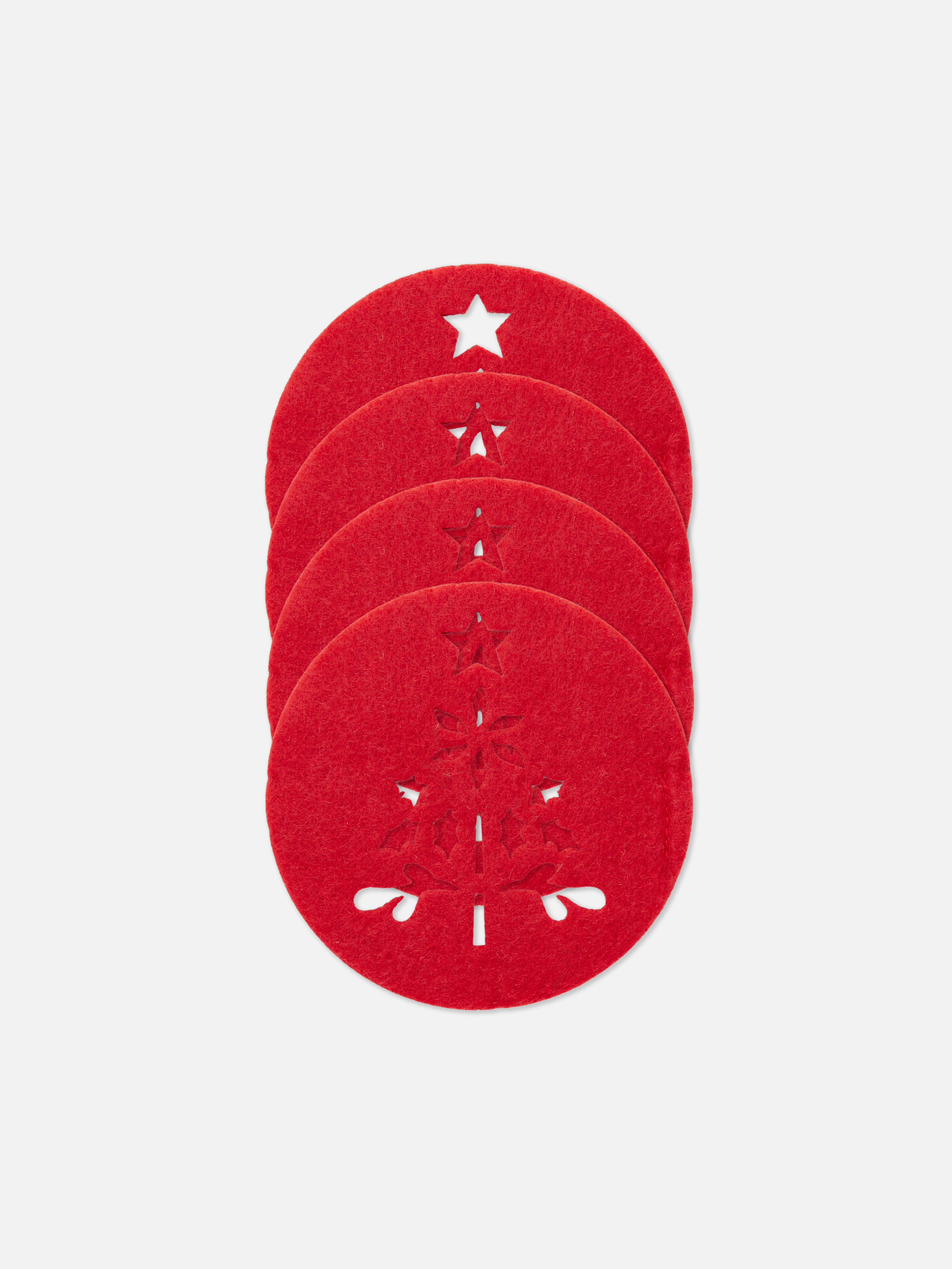 4pk Felt Christmas Tree Coasters